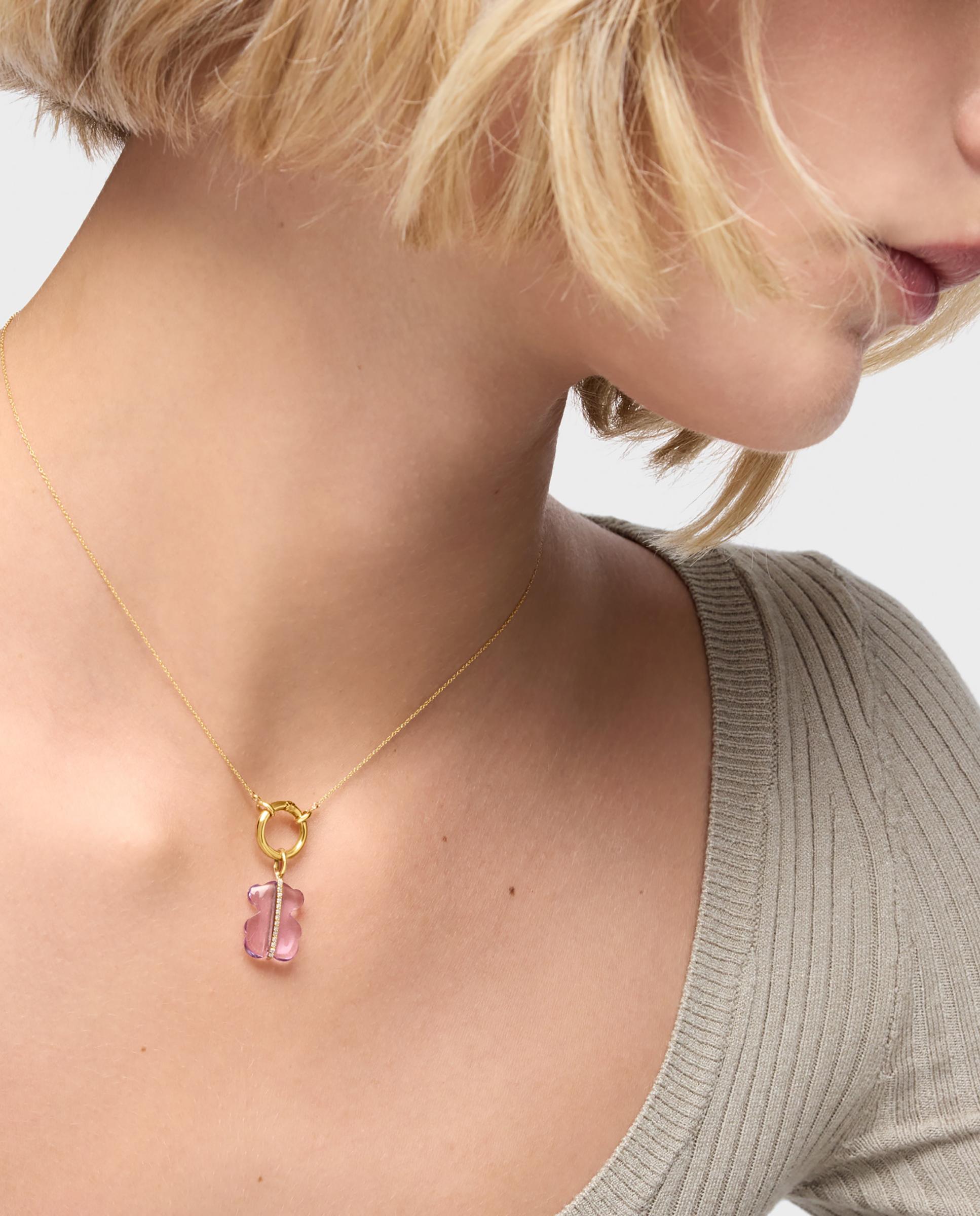 Pendente Sweet Dolls Urso com Diamantes, Ametista e Ouro 14 Kt Roxo-pastel-5