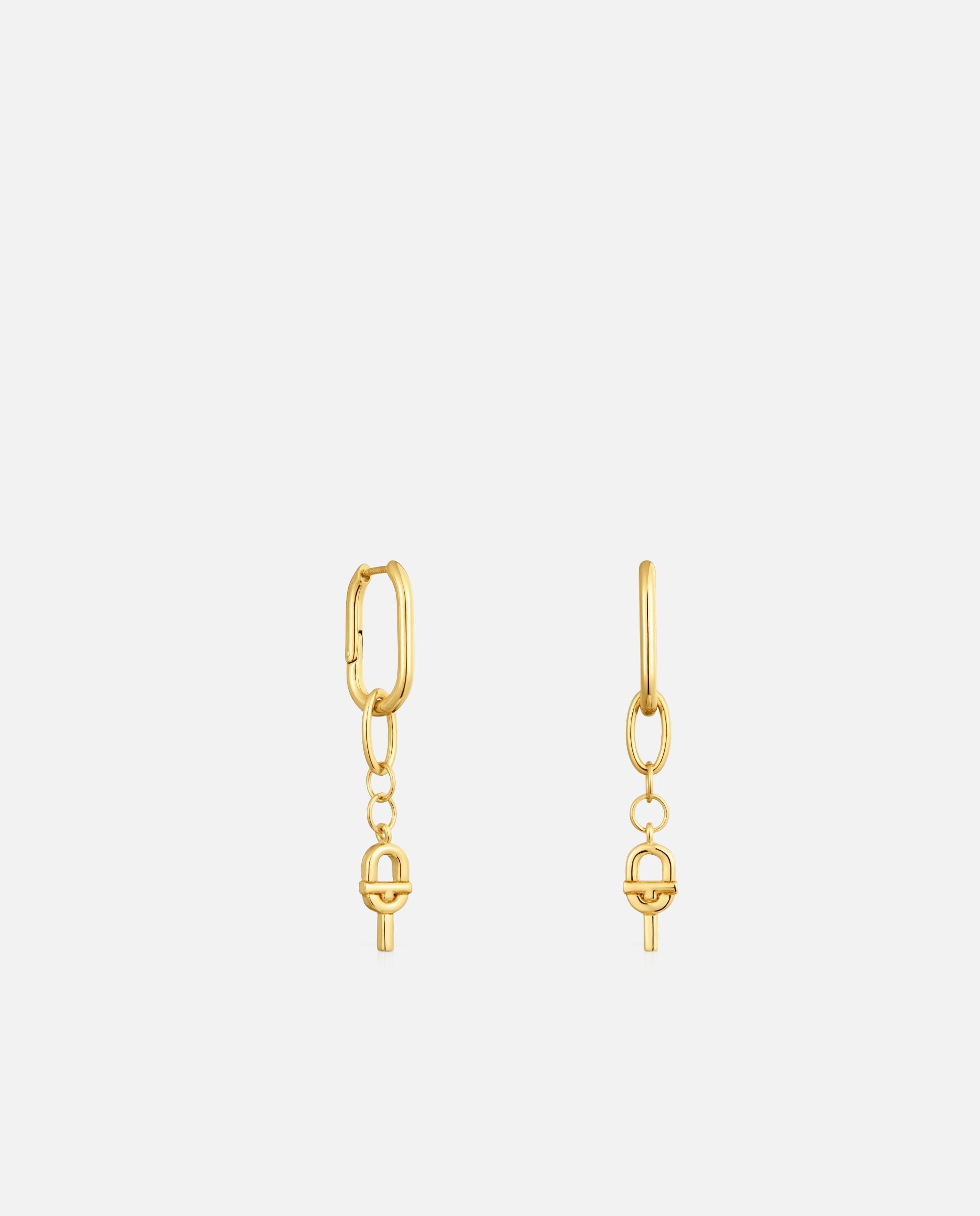 Brincos de Aro Manifesto Compridos com Banho de Ouro 18 Kt Sobre Prata Dourado-1