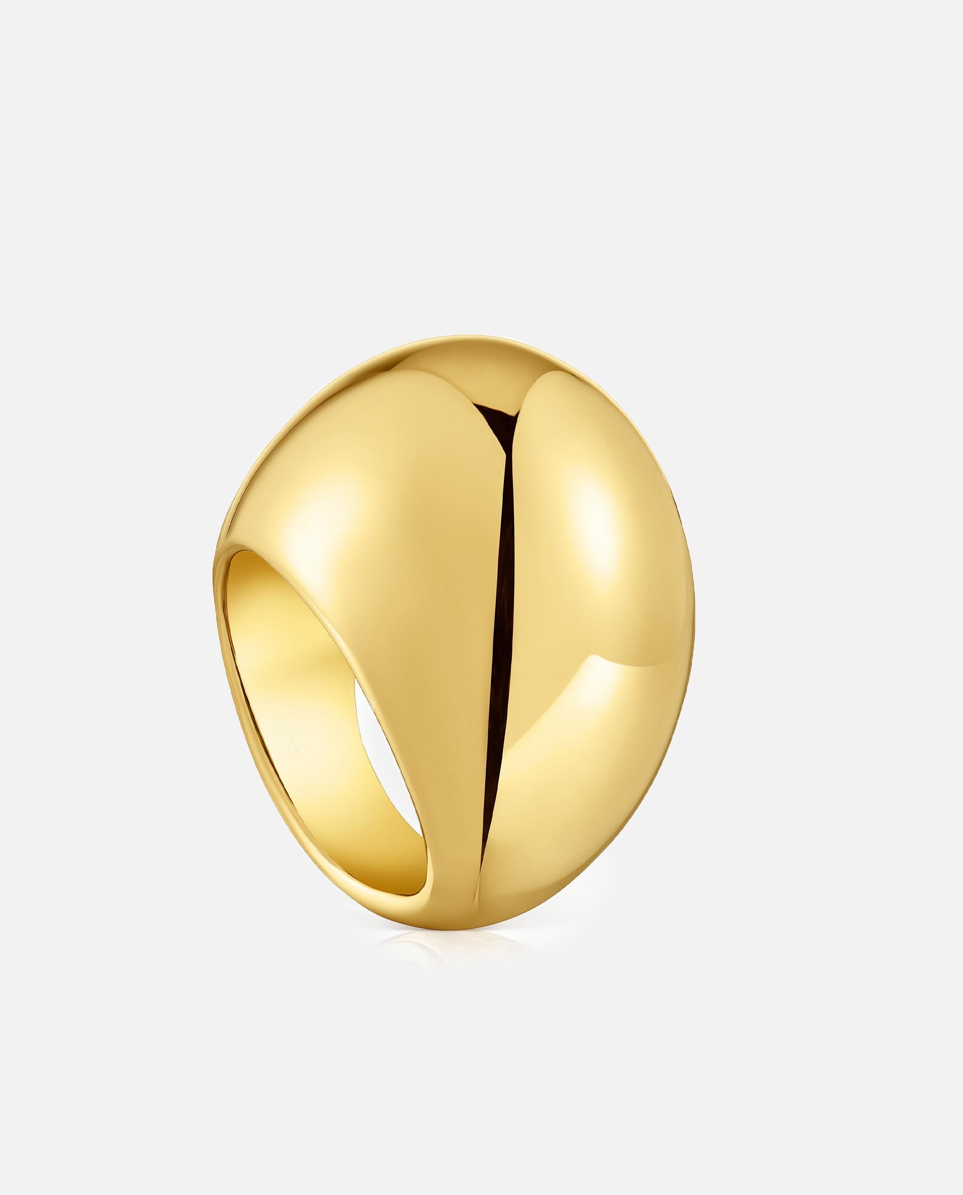 Anel Warm Largo Banhado a Ouro 18 Kt em Prata Abombado Dourado-1