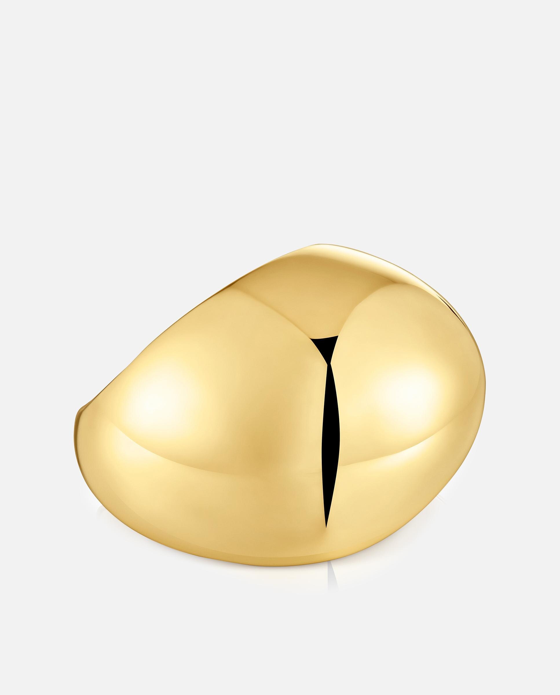 Anel Warm Largo Banhado a Ouro 18 Kt em Prata Abombado Dourado-2