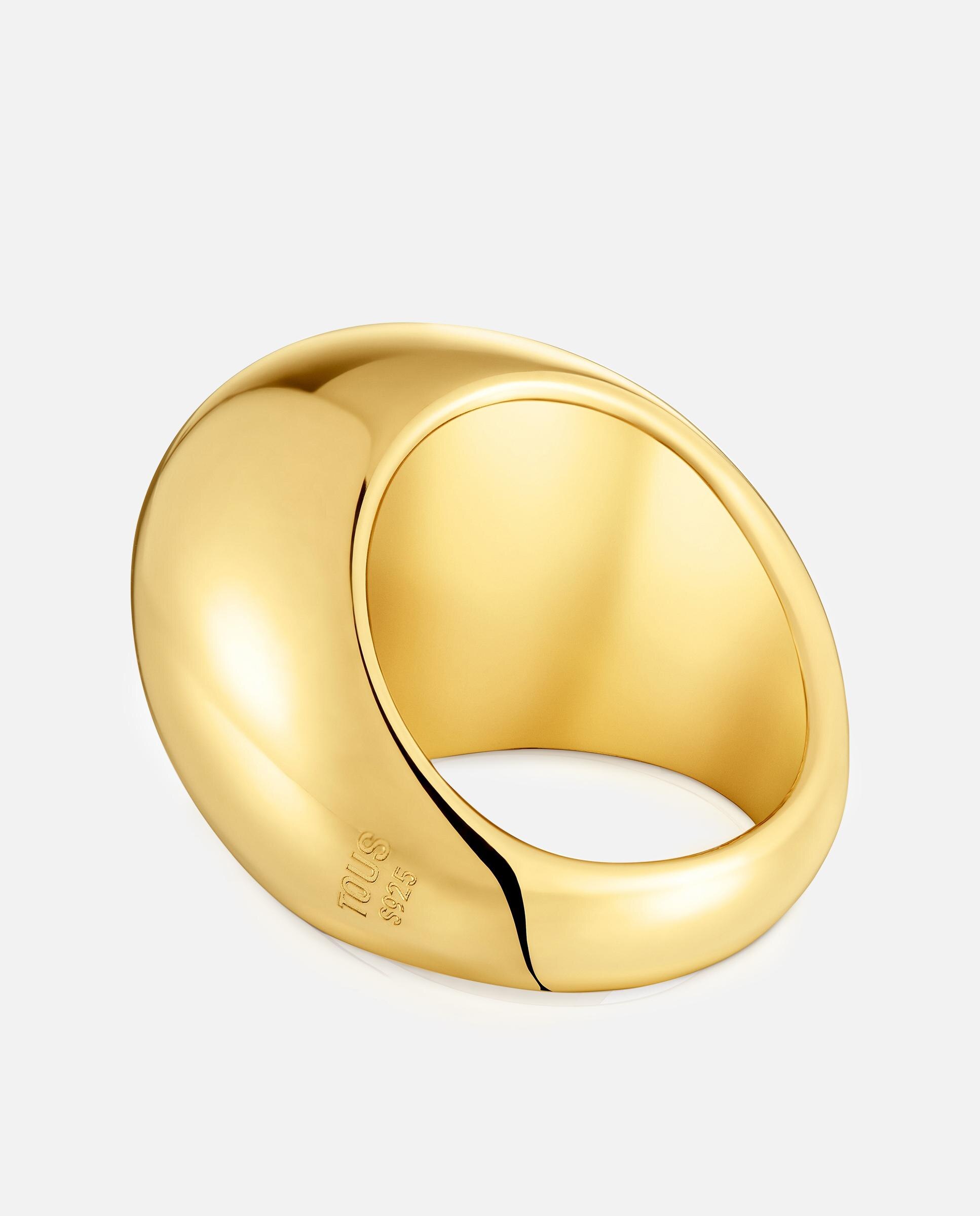 Anel Warm Largo Banhado a Ouro 18 Kt em Prata Abombado Dourado-3
