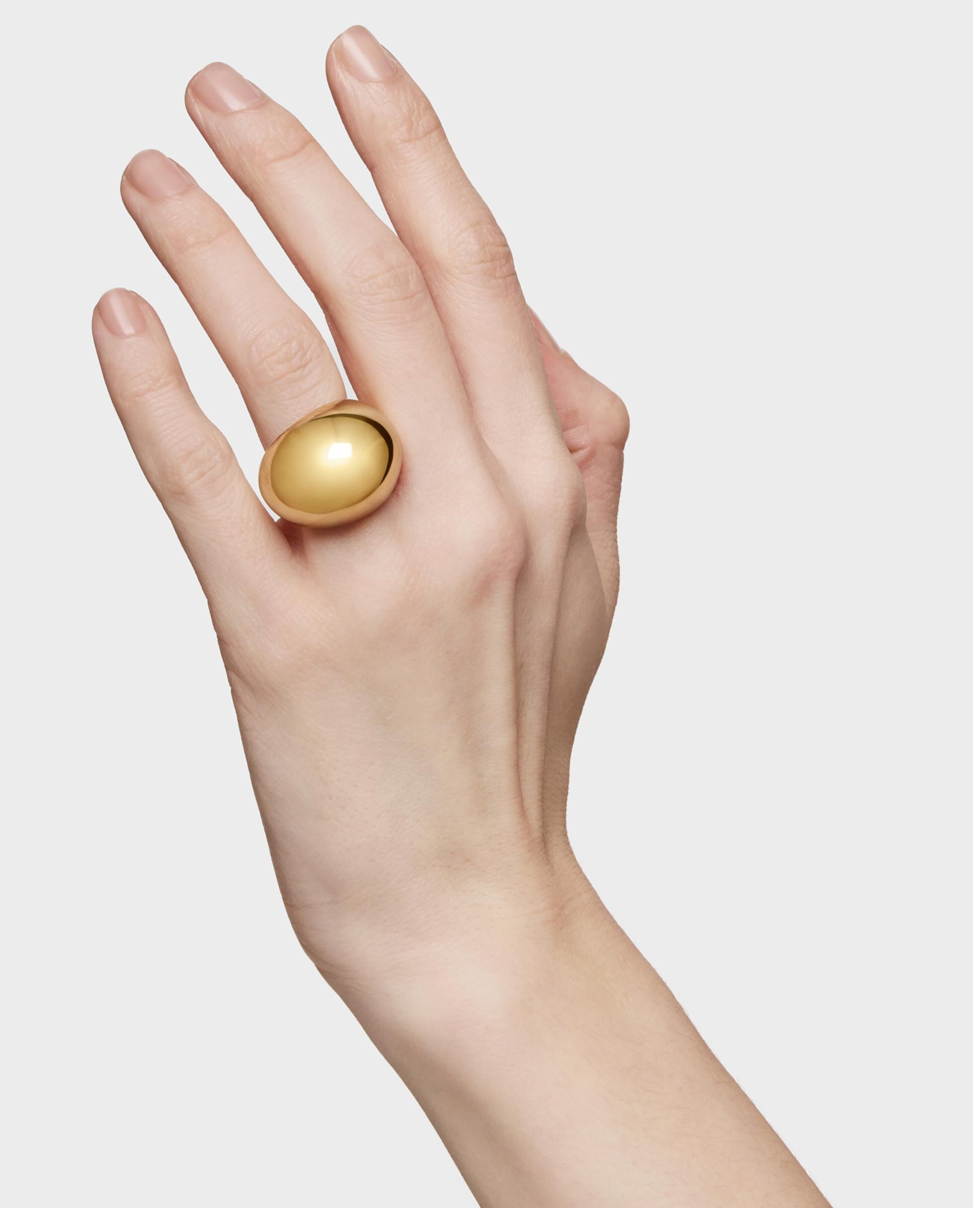 Anel Warm Largo Banhado a Ouro 18 Kt em Prata Abombado Dourado-6