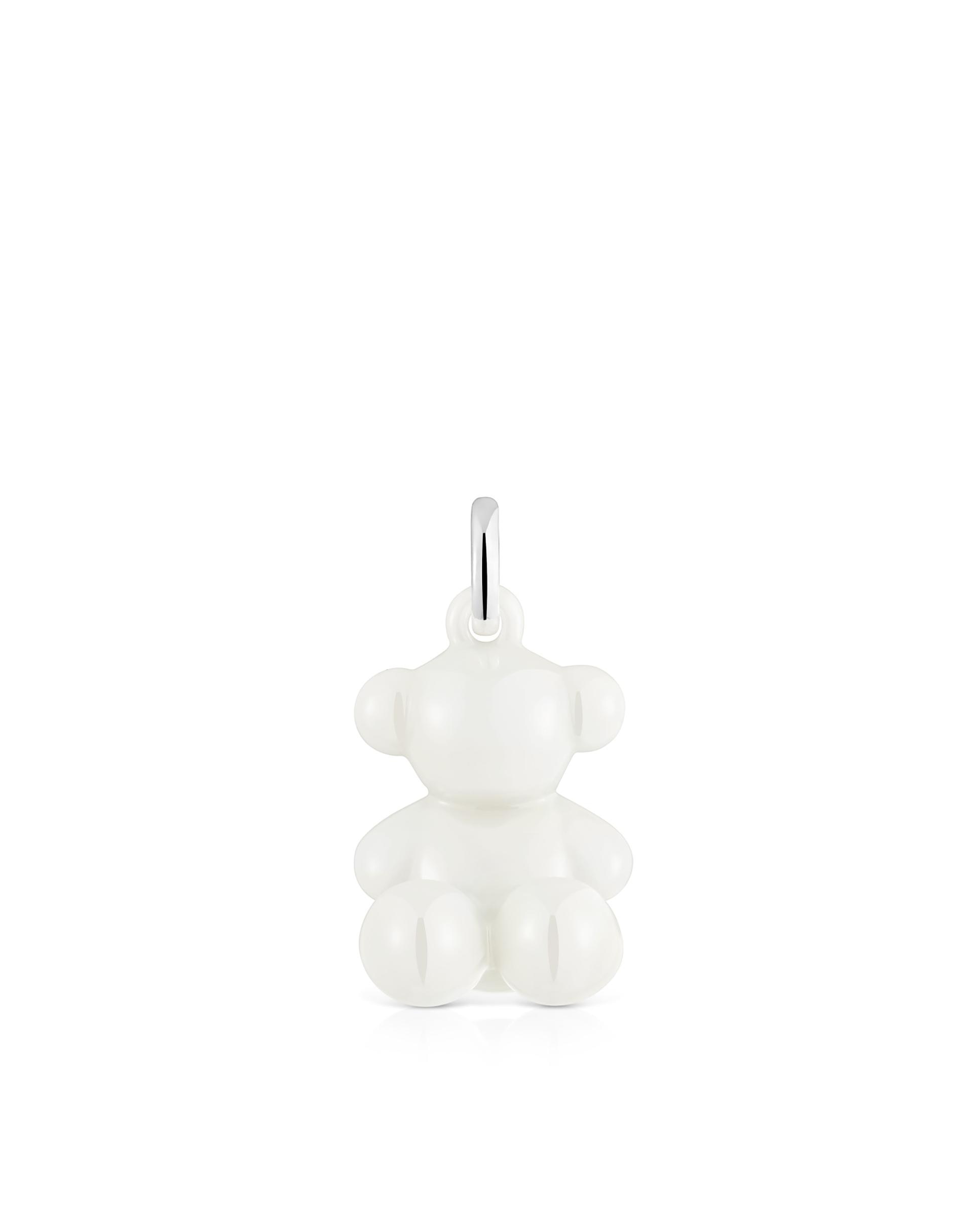 Pendentes Bold Bear de Prata e Cerâmica em Branco Branco-1