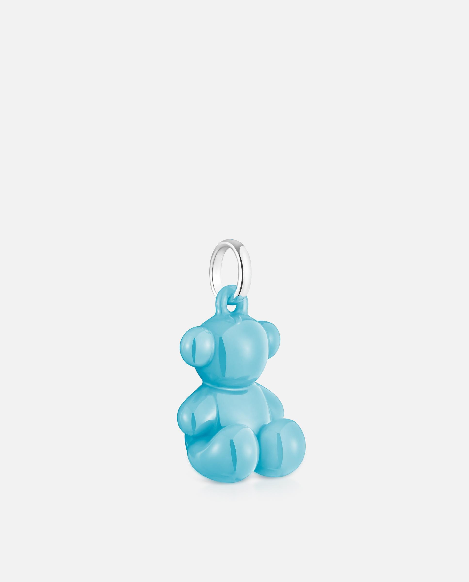 Pendente Bold Bear Urso de Prata e Cerâmica em Azul Azul-celeste-2