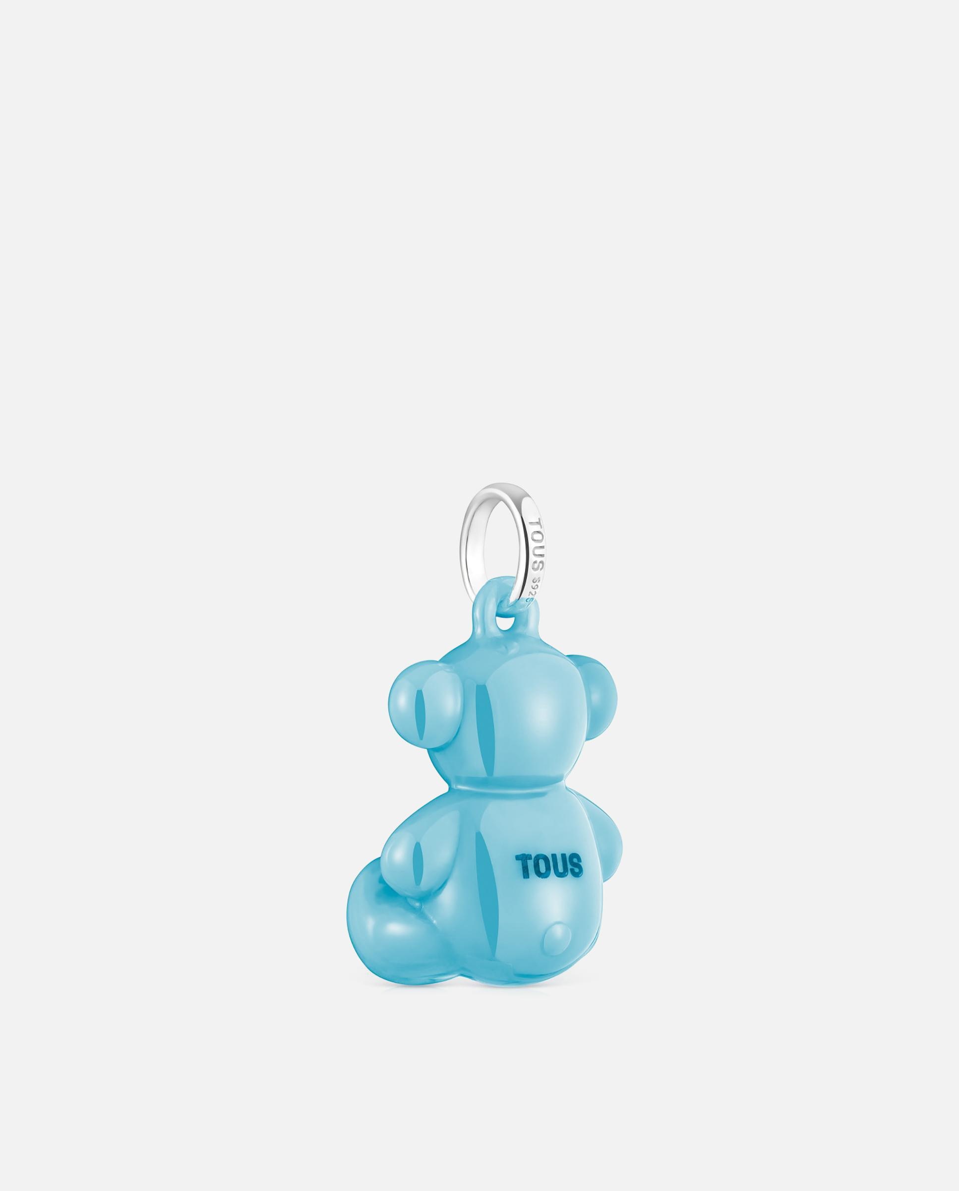 Pendente Bold Bear Urso de Prata e Cerâmica em Azul Azul-celeste-3