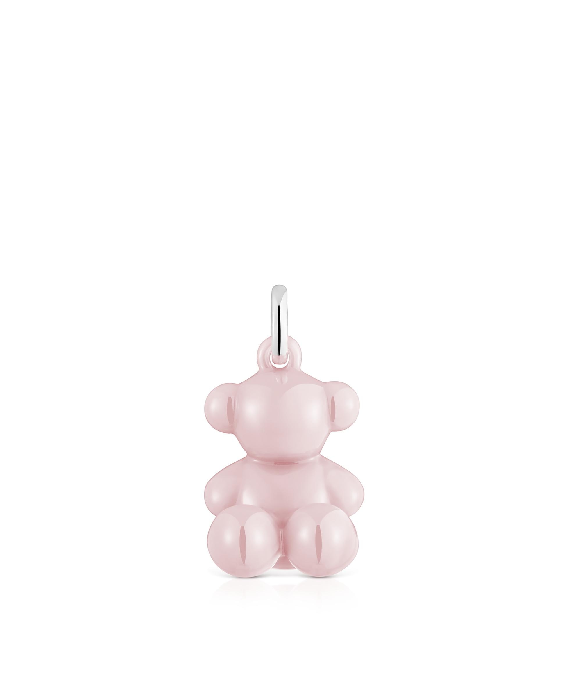Imagem 0 de Pendente Bold Bear Urso de Prata e Cerâmica em Rosa