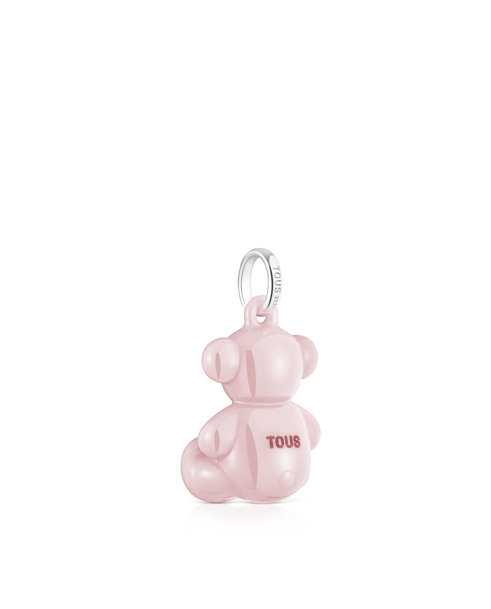 Pendente Bold Bear Urso de Prata e Cerâmica Rosa Rosa-pastel-3