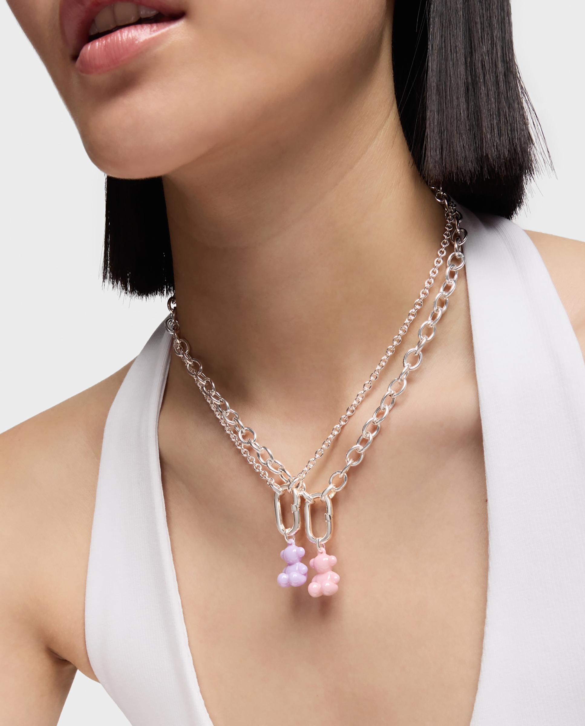 Pendente Bold Bear Urso de Prata e Cerâmica Rosa Rosa-pastel-5