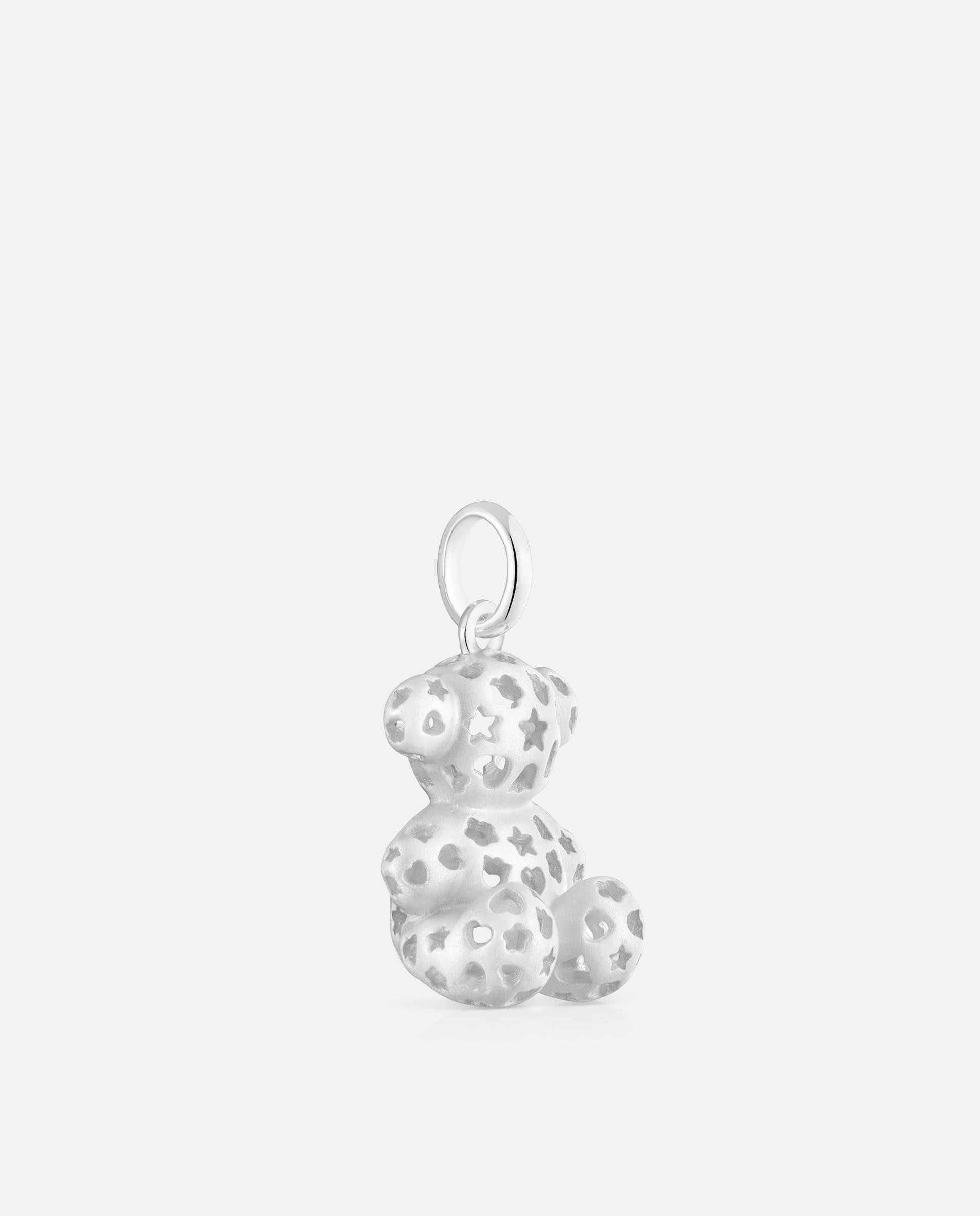 Pendentes Bold Bear Urso de Prata com Motivos Perfurados Prateado-2