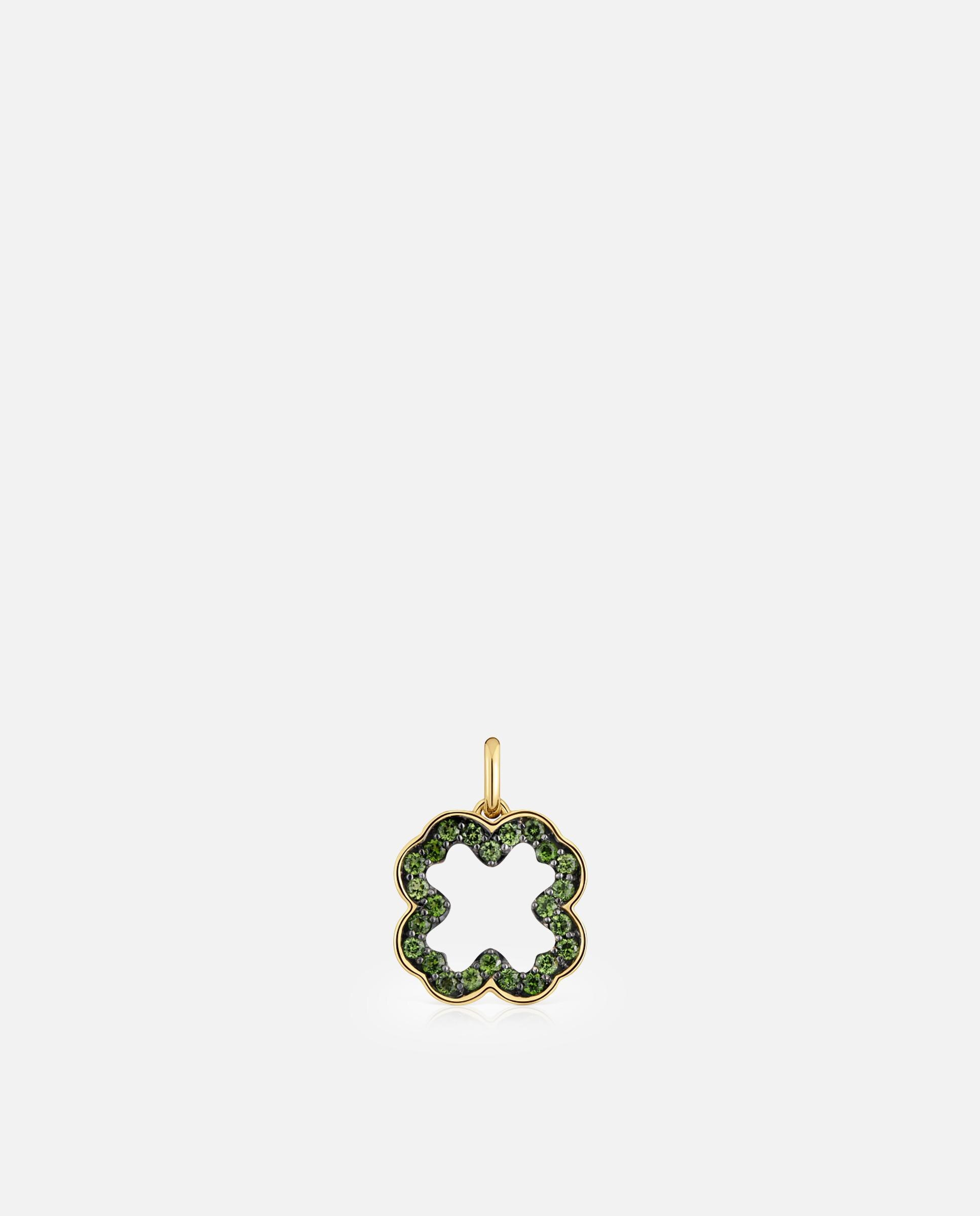 Pendente Medallions Trebol de Ouro 14 Kt e Cromodiópsido Verde-1
