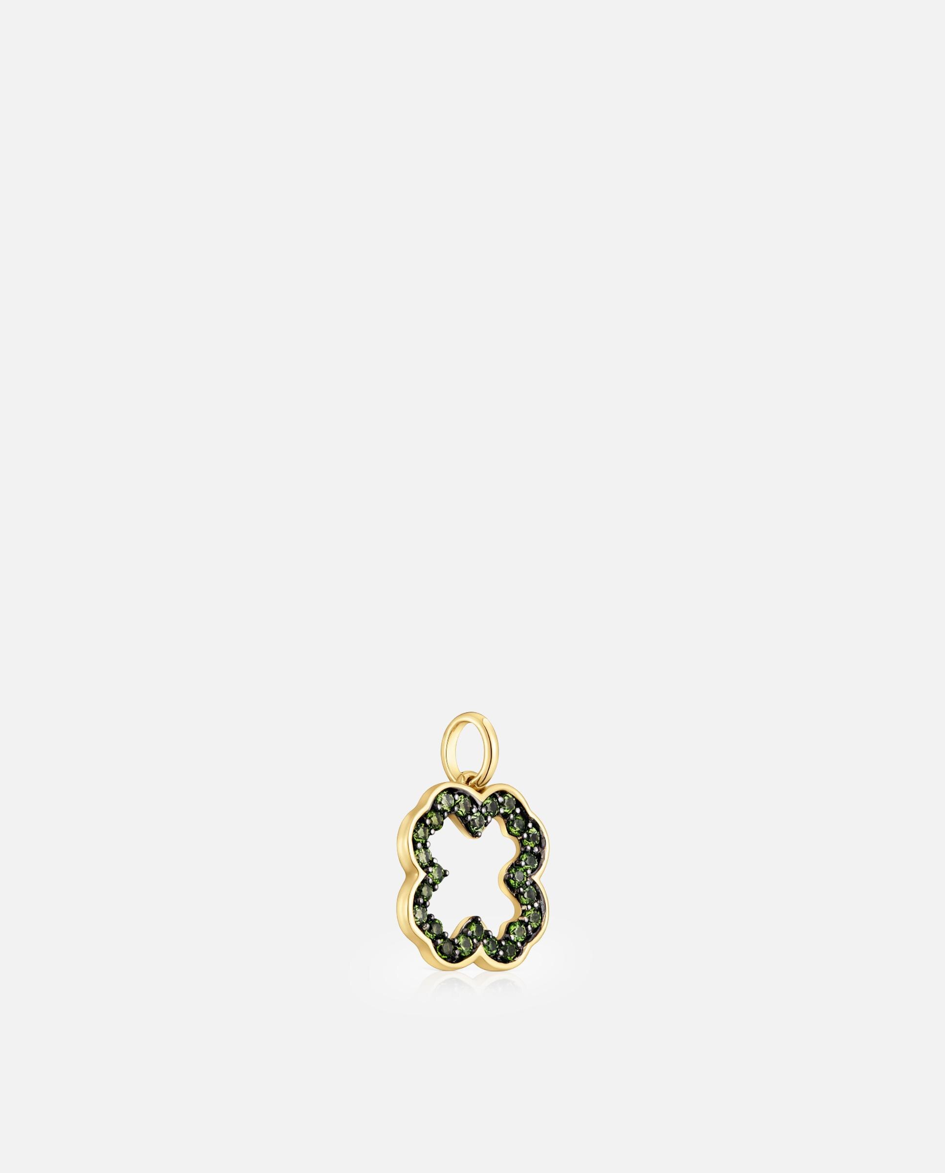 Pendente Medallions Trebol de Ouro 14 Kt e Cromodiópsido Verde-2