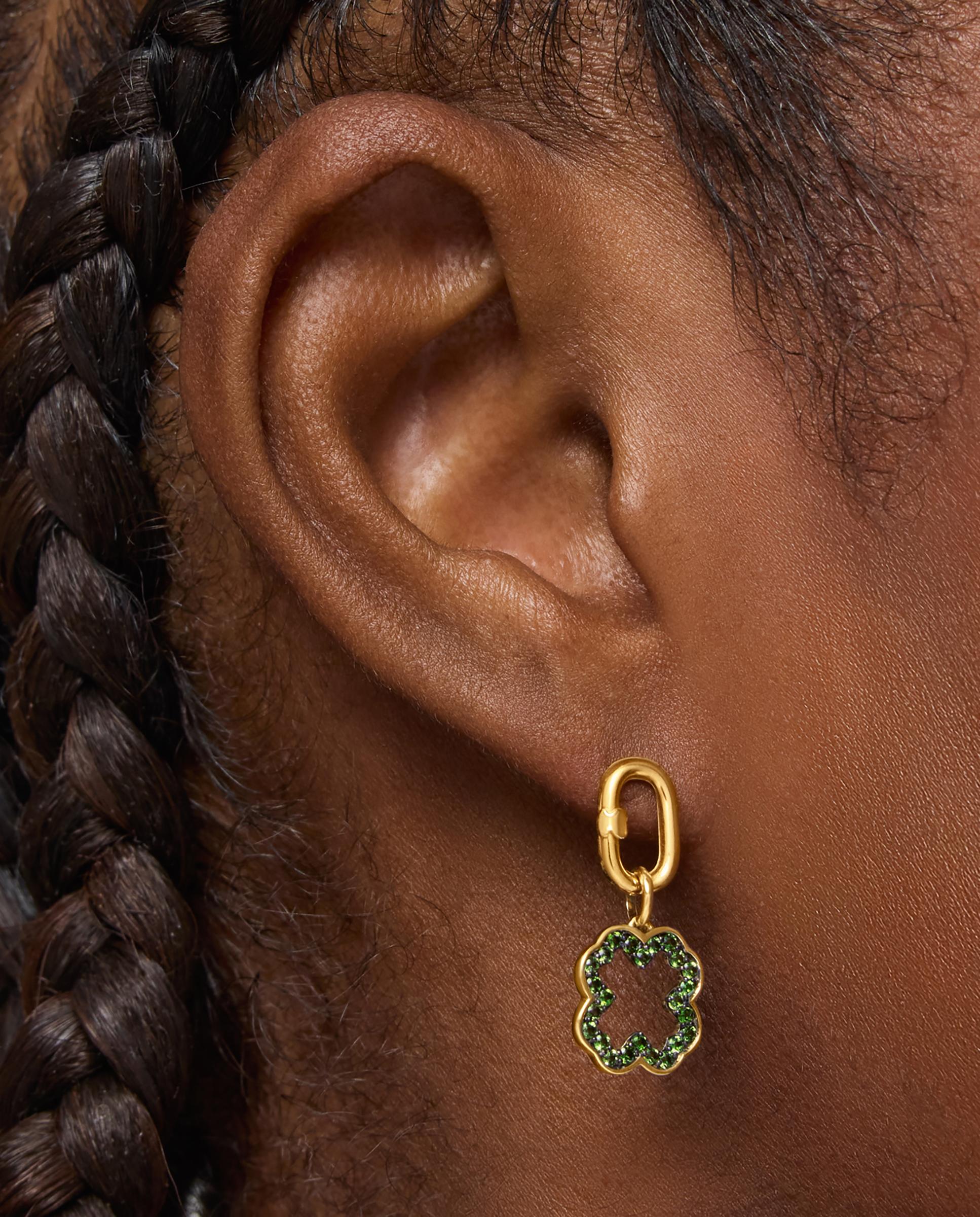 Pendente Medallions Trebol de Ouro 14 Kt e Cromodiópsido Verde-6