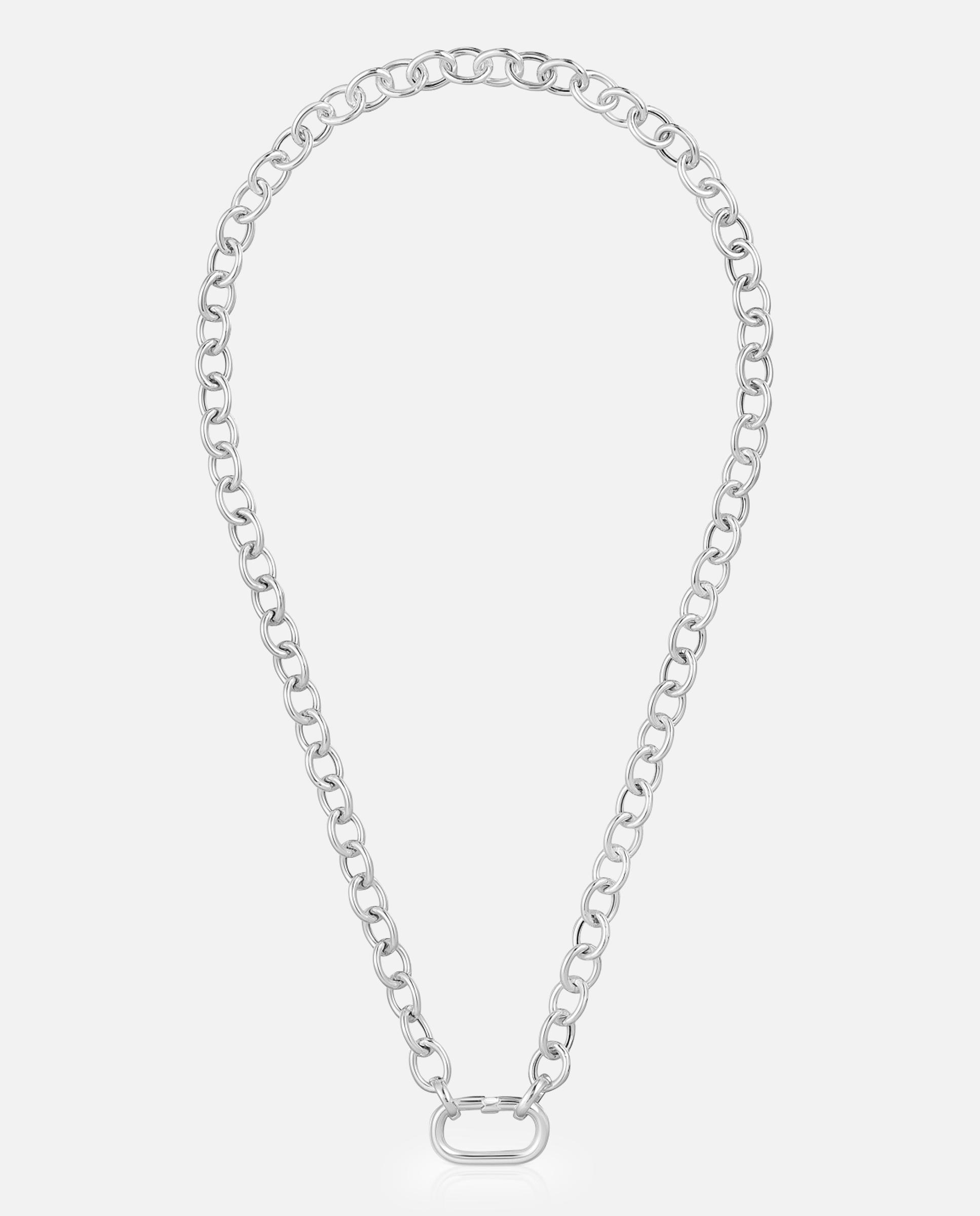 Imagem 0 de Colar Hold Oval de Corrente em Prata e Argola