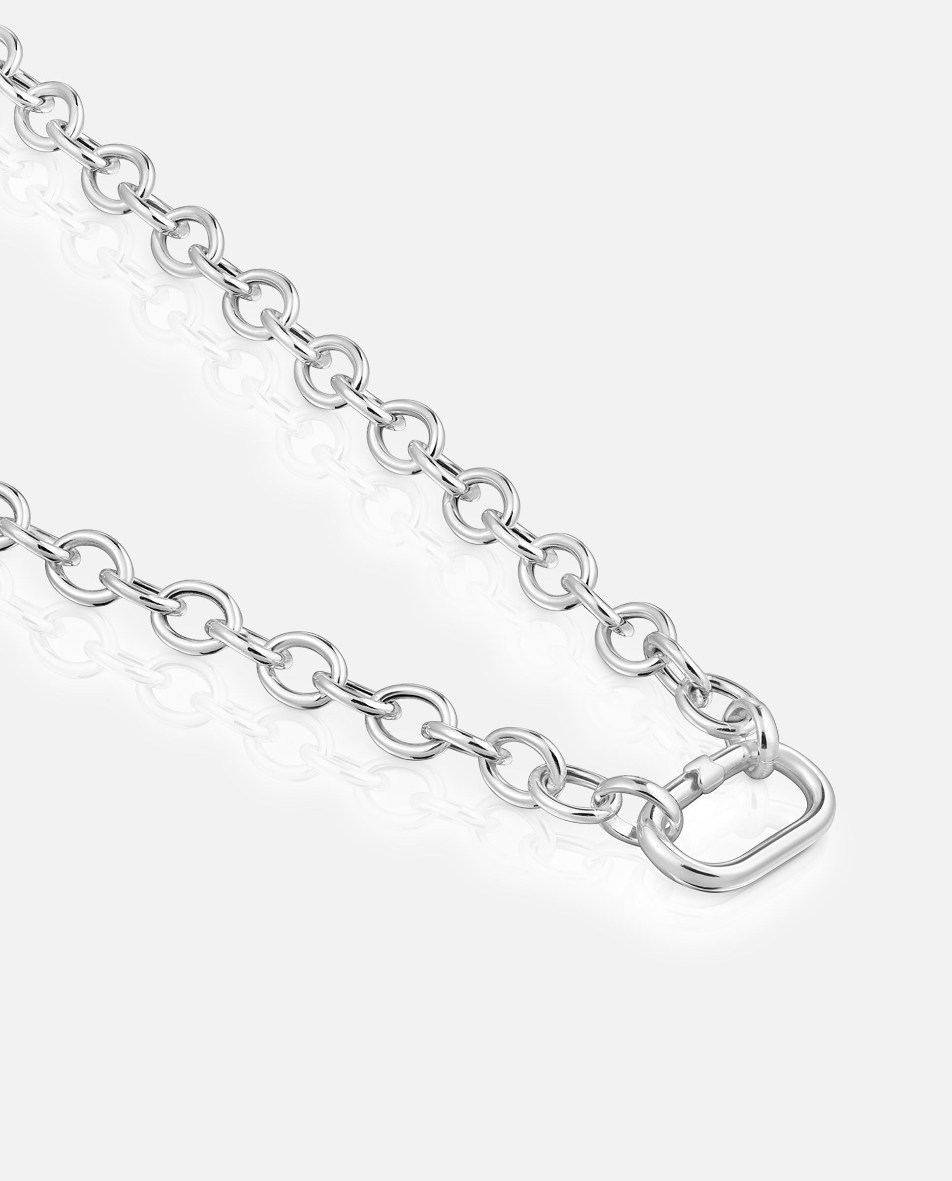Corrente Hold Oval em Prateado com Argola Prateado-2