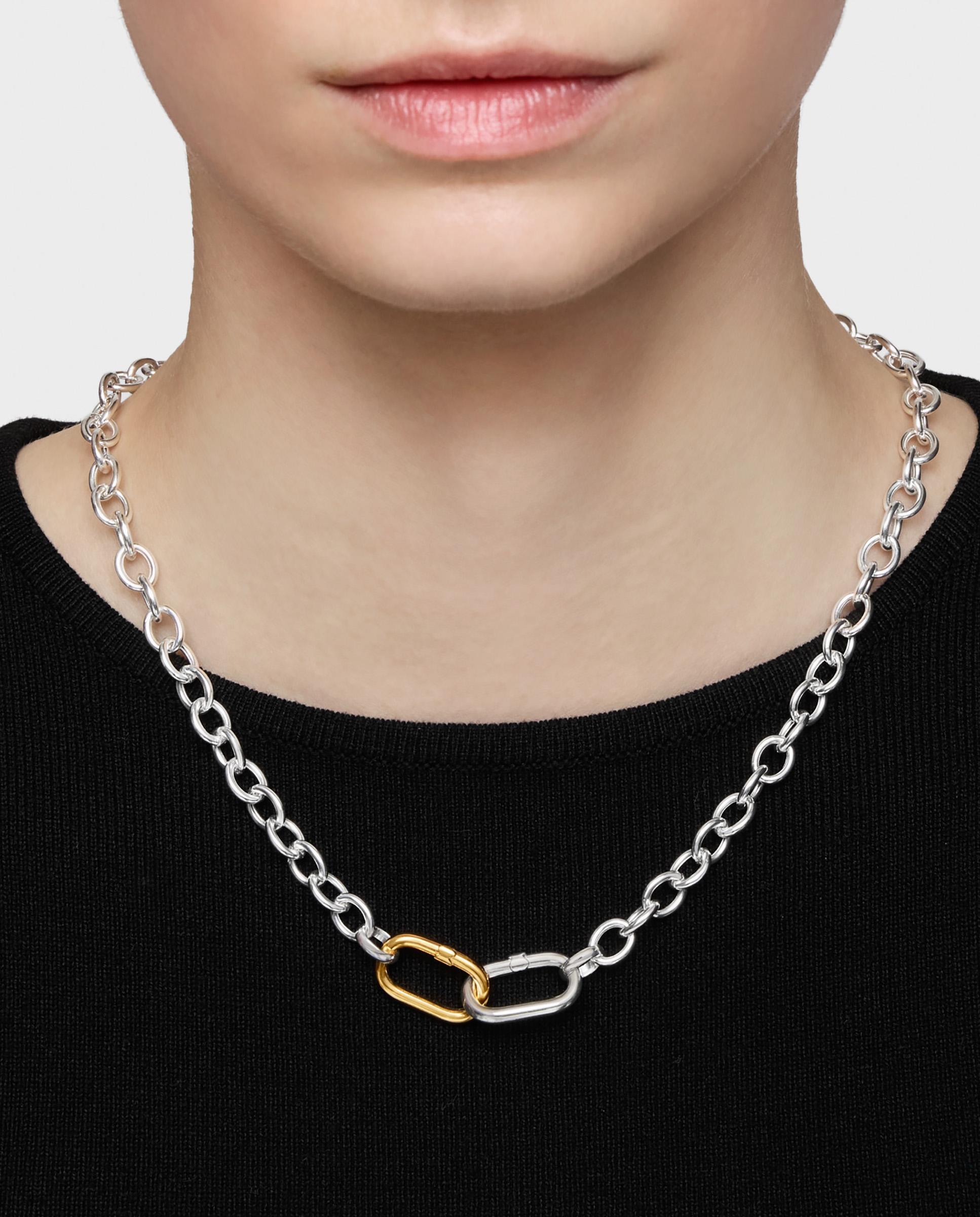 Corrente Hold Oval em Prateado com Argola Prateado-5