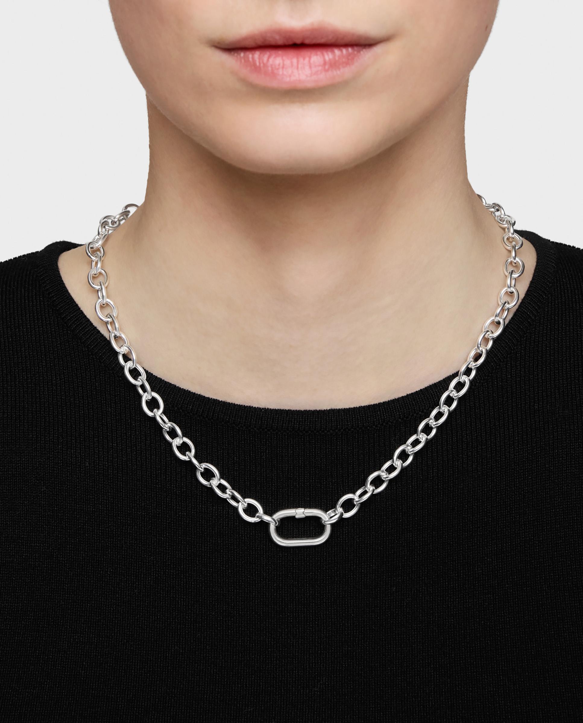 Corrente Hold Oval em Prateado com Argola Prateado-6