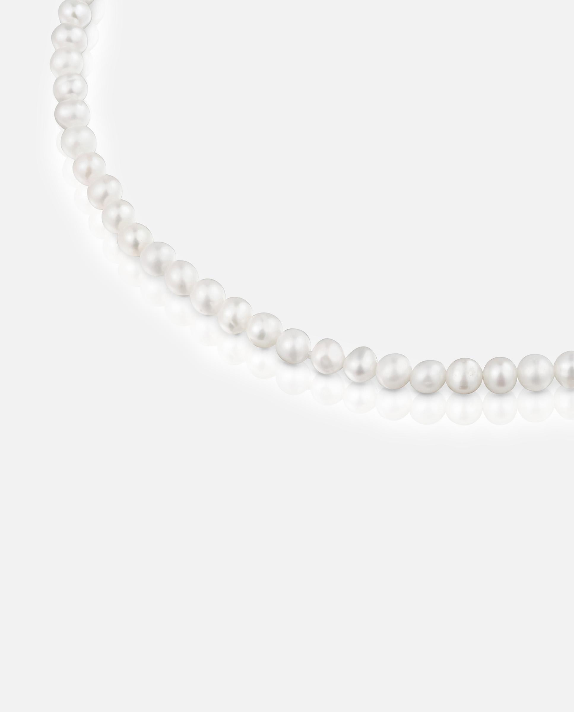 Corrente com Pendentes Hold de Prata e Pérolas de 8 Mm Branco-3