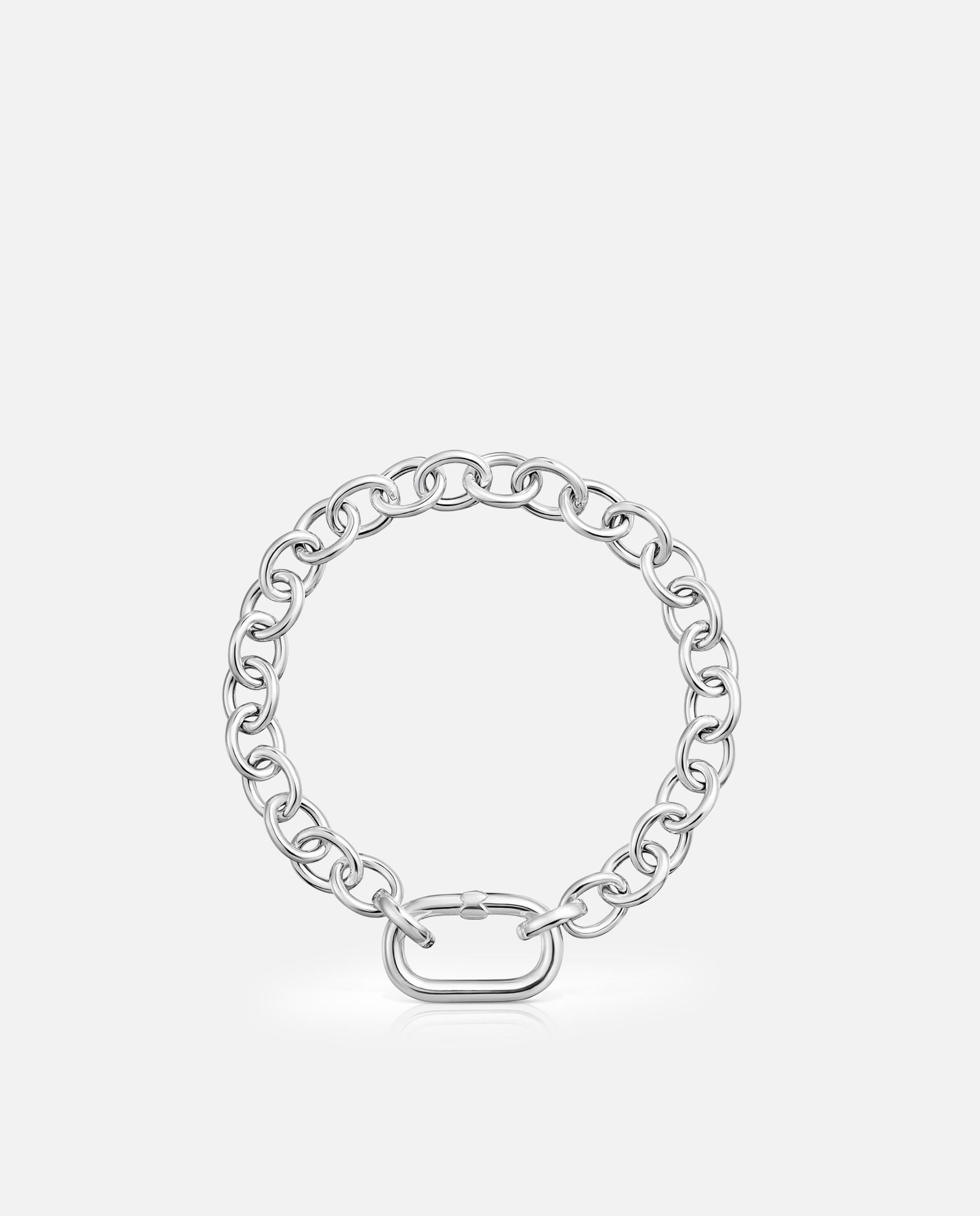Pulseira de Corrente Hold Oval de Prata e Argola Prateado-2