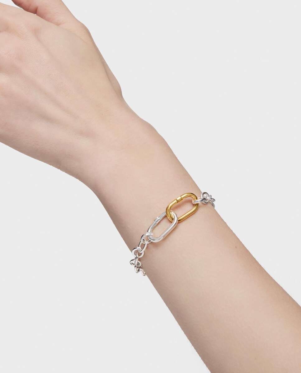 Pulseira Hold Oval Corrente de Prata e Argola Prateado-6