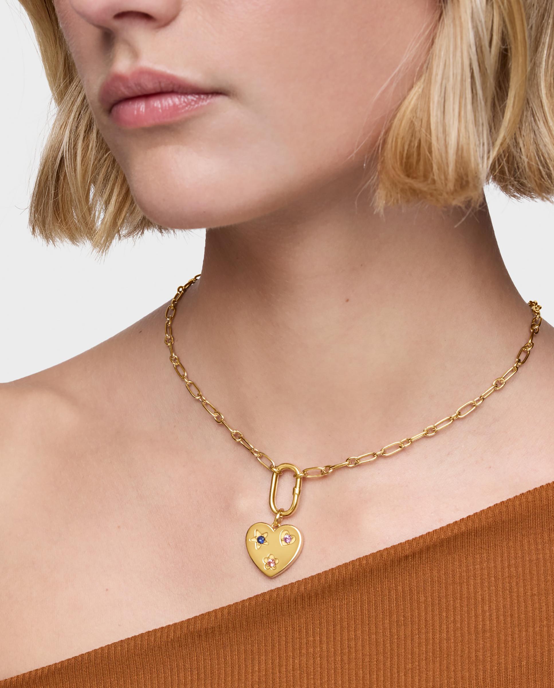 Pendente Sweet Dolls Lgg Coração Banhado em Ouro 18 Kt Sobre Prata e Safiras Criadas em Laboratório Multicolor-4
