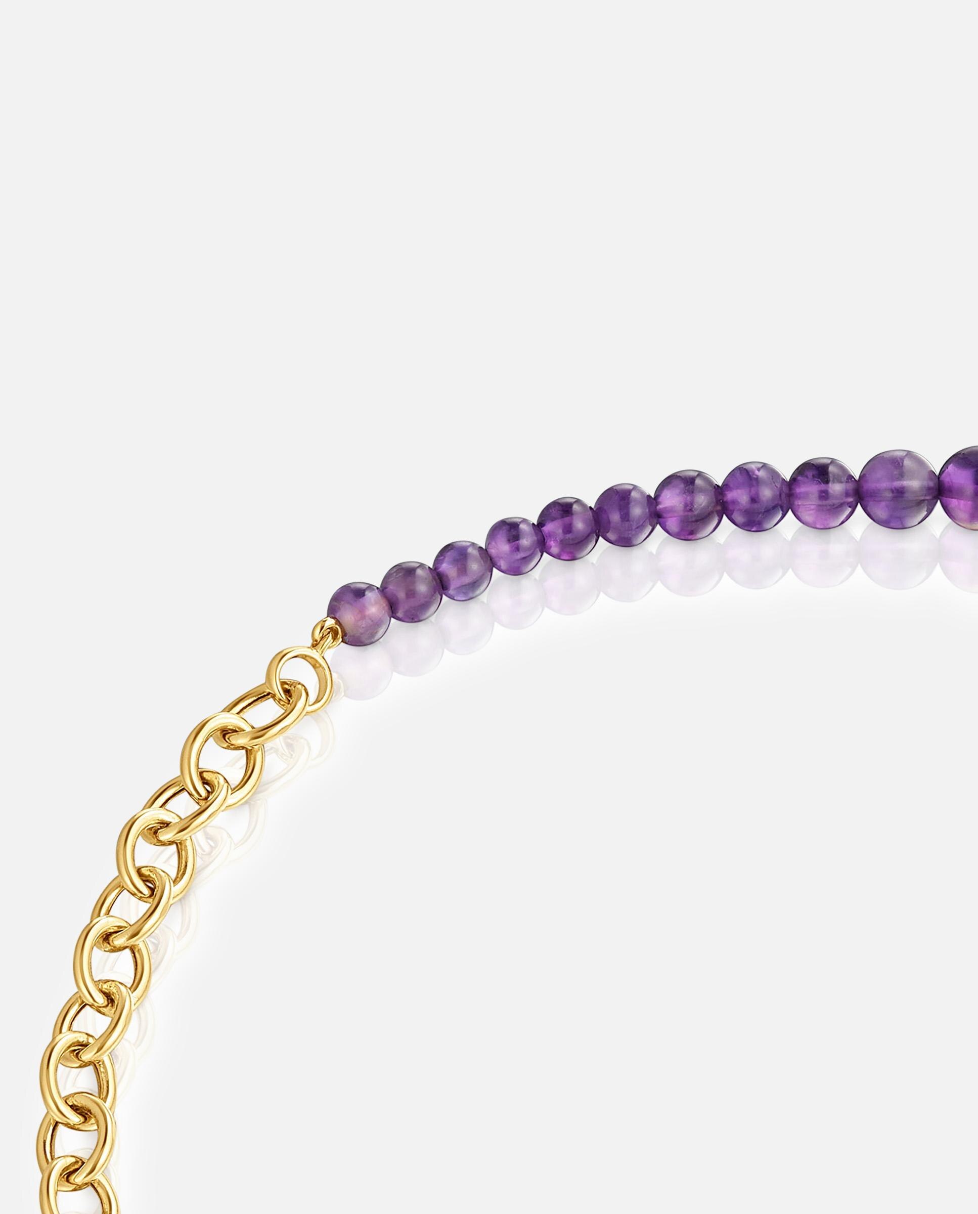 Corrente com Pendentes Hold Banhada a Ouro 18 Kt Sobre Prata e Ametista Roxo-3