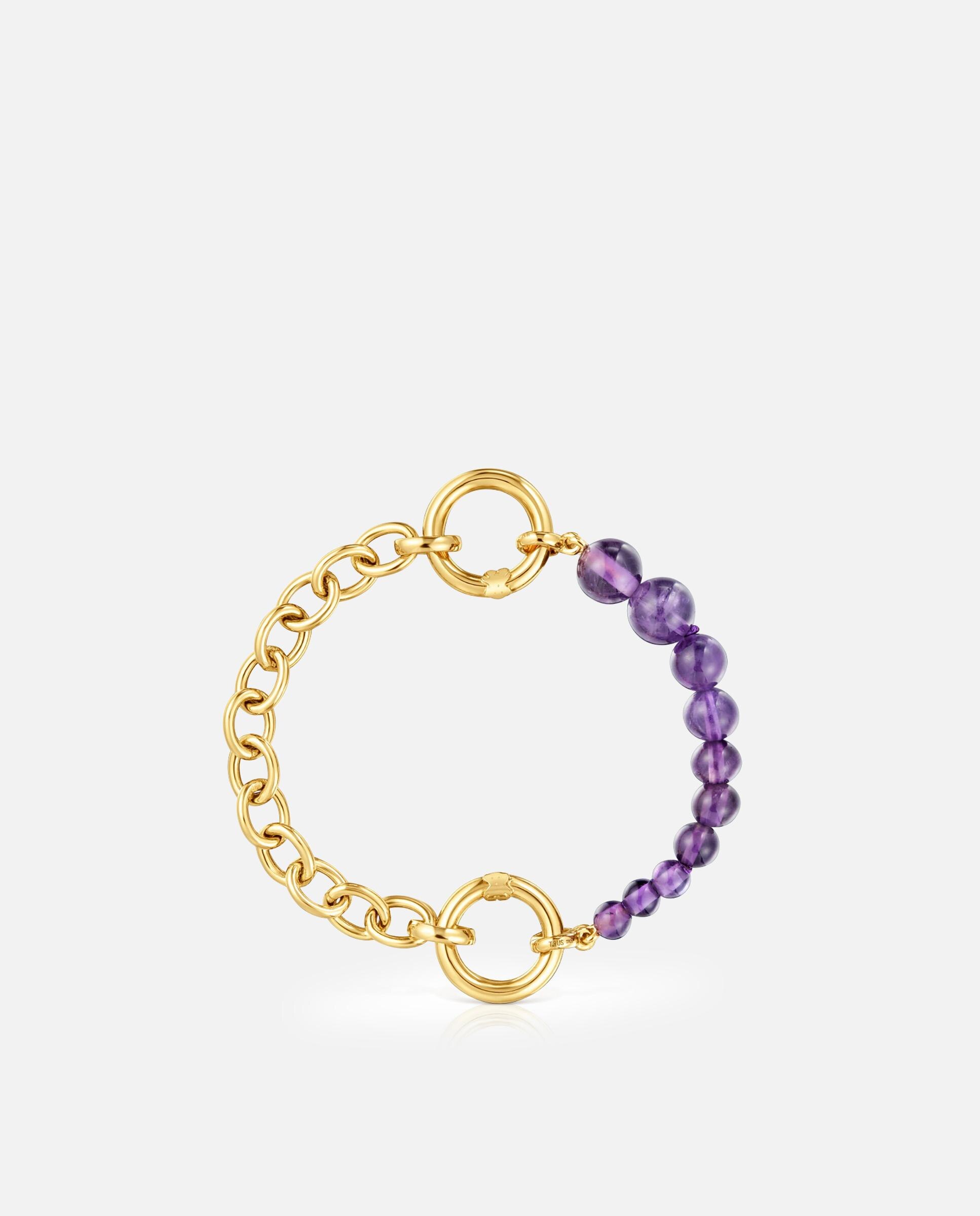 Pulseira Hold Banhada a Ouro 18 Kt Sobre Prata e Ametista Roxo-2
