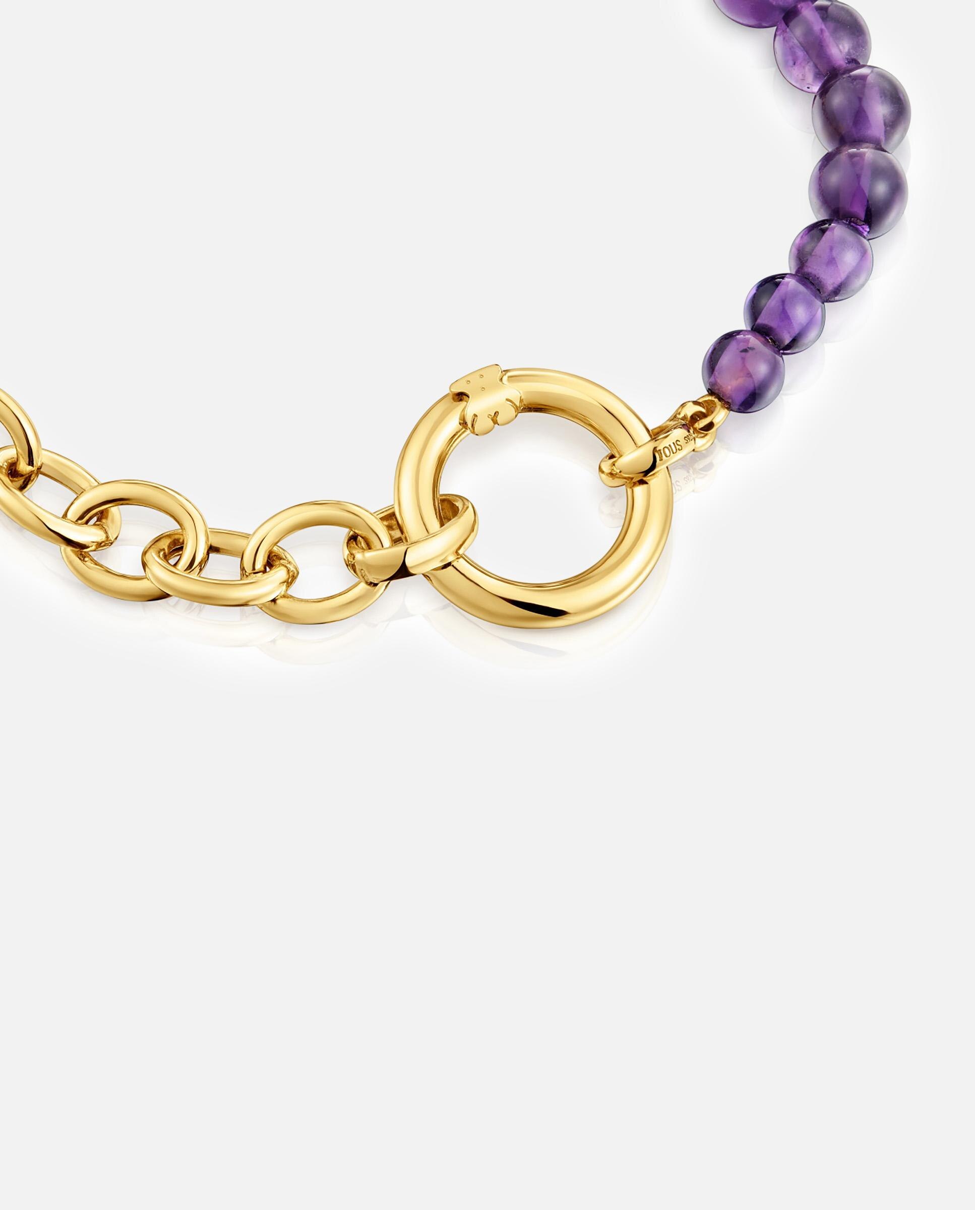 Pulseira Hold Banhada a Ouro 18 Kt Sobre Prata e Ametista Roxo-3