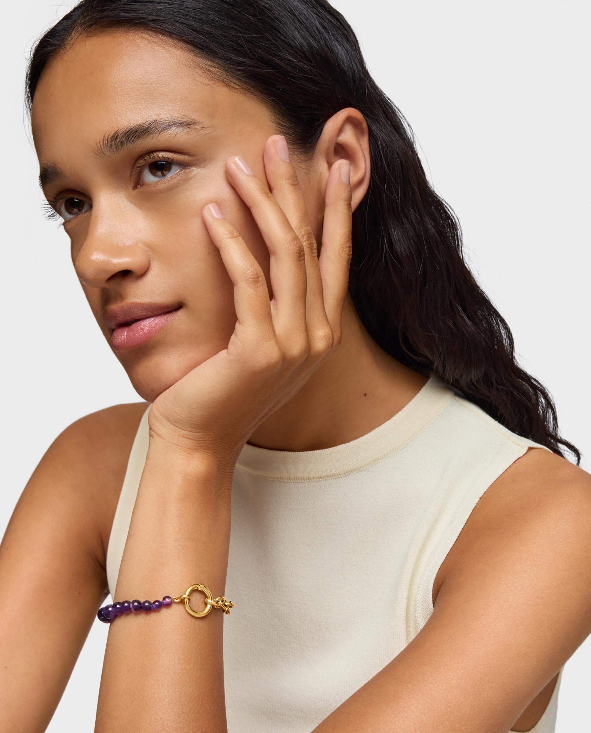Pulseira Hold Banhada a Ouro 18 Kt Sobre Prata e Ametista Roxo-4