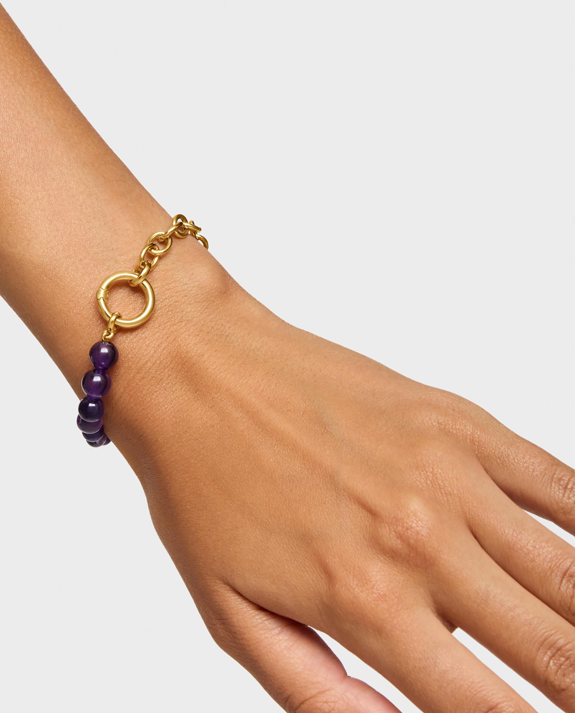 Pulseira Hold Banhada a Ouro 18 Kt Sobre Prata e Ametista Roxo-6