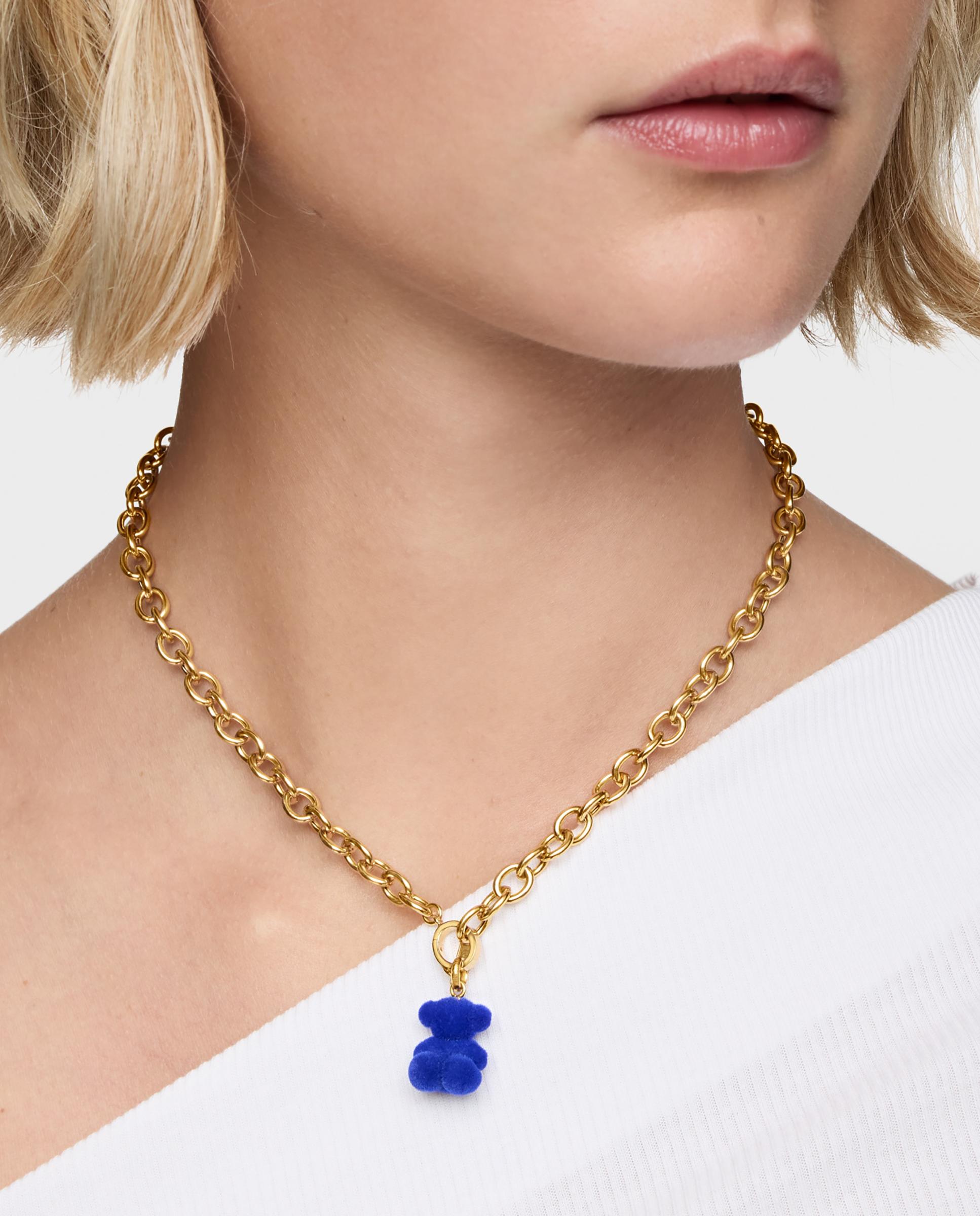 Pendente Bold Bear Urso Velvet em Azul Banhado a Ouro 18 Kt Sobre Prata Azul-6