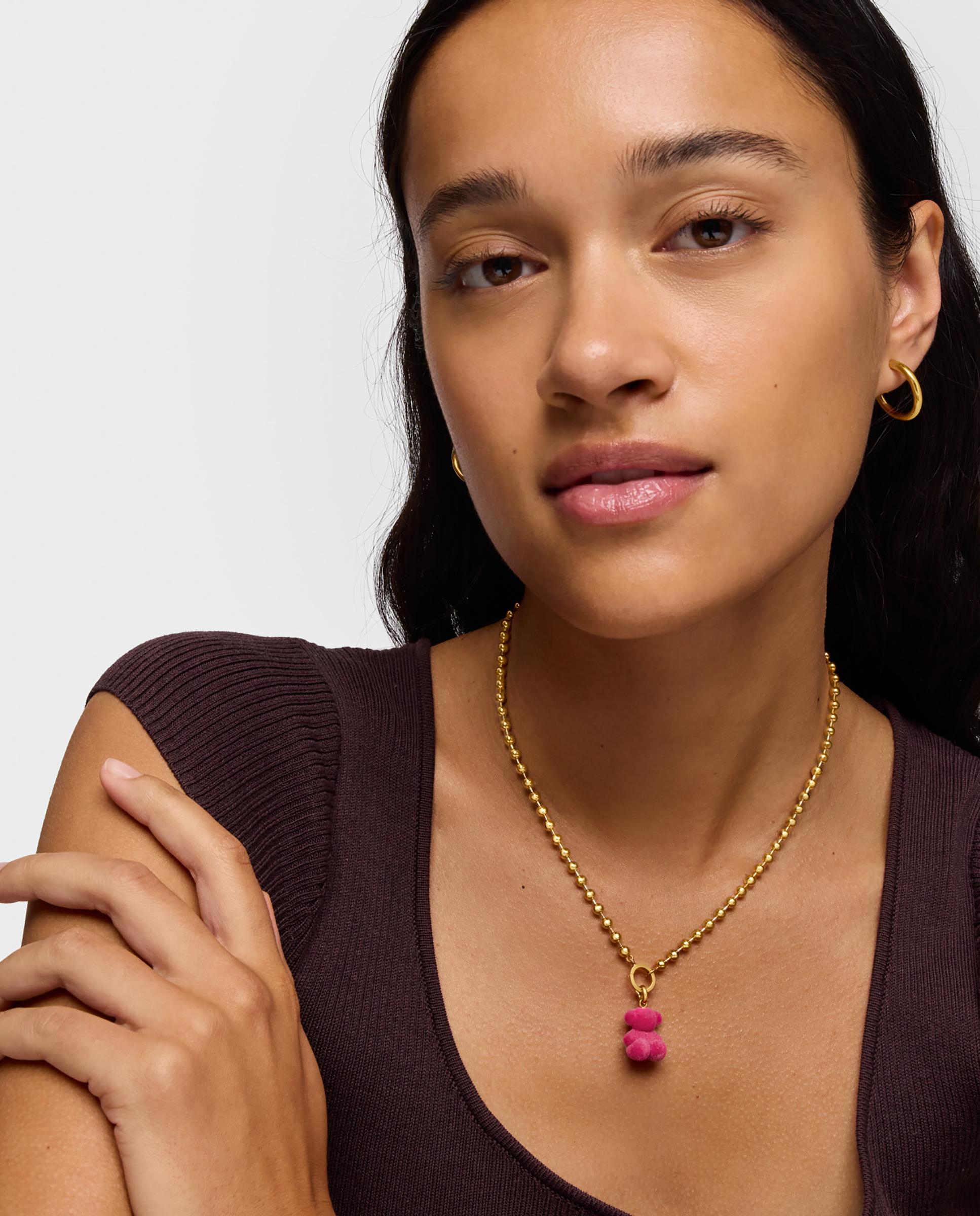 Pendente Bold Bear Oso Velvet em Rosa Banhado em Ouro 18 Kt Sobre Prata Rosa-pastilha-4