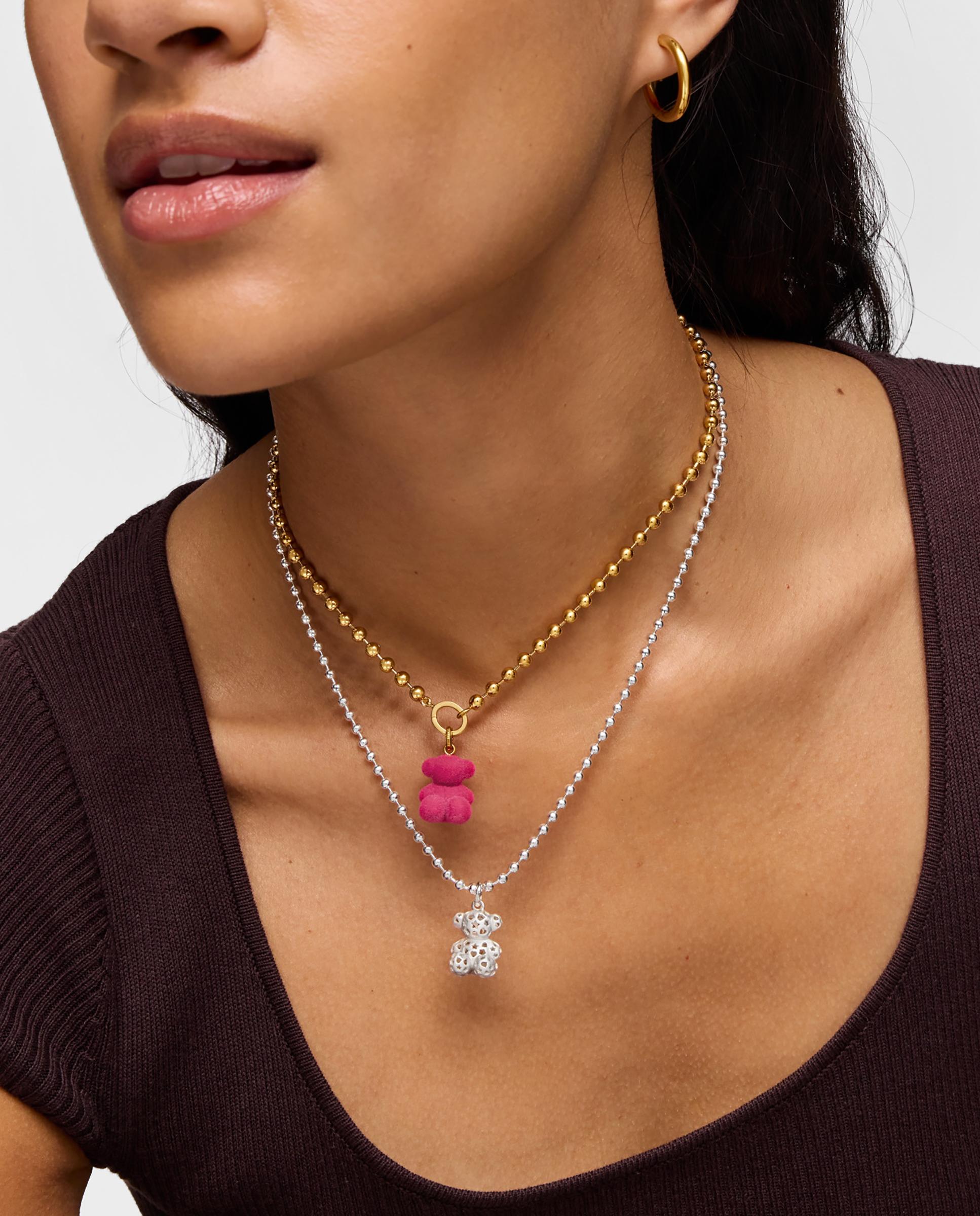 Pendente Bold Bear Oso Velvet em Rosa Banhado em Ouro 18 Kt Sobre Prata Rosa-pastilha-5