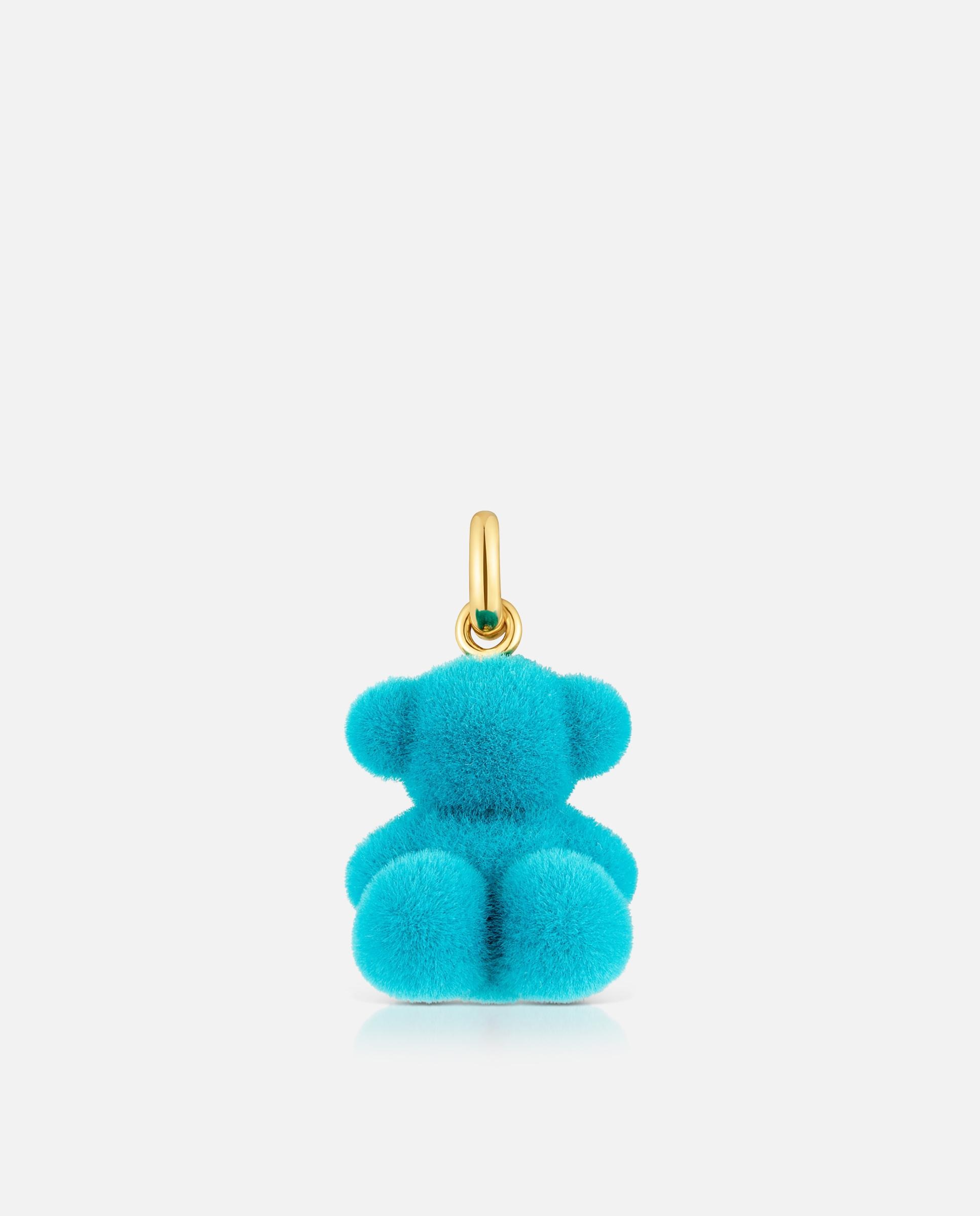 Pendente Bold Bear Oso Velvet em Turquesa Banhado a Ouro 18 Kt Sobre Prata Azul-turquesa-1