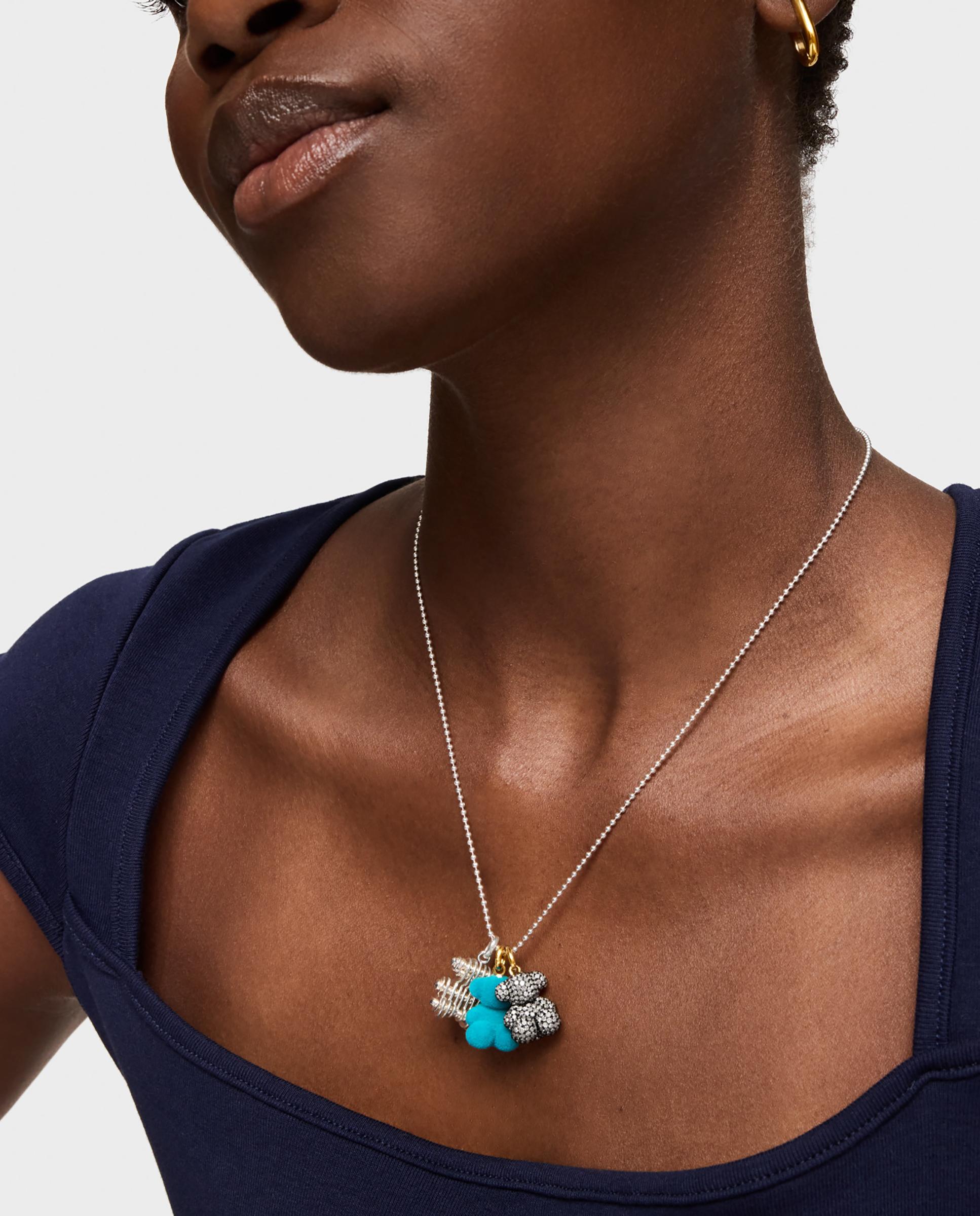 Pendente Bold Bear Oso Velvet em Turquesa Banhado a Ouro 18 Kt Sobre Prata Azul-turquesa-5