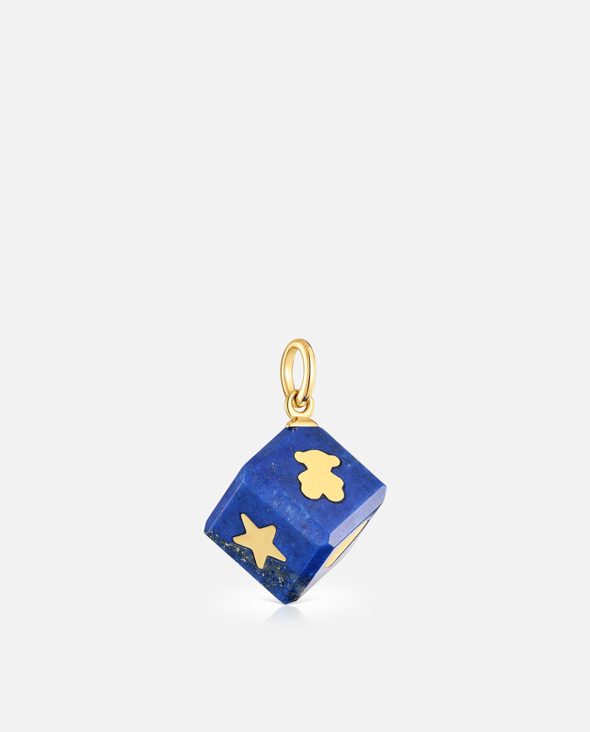 Pendente Cube de Ouro 14 Kt e Lápis-lazúli Azul-2