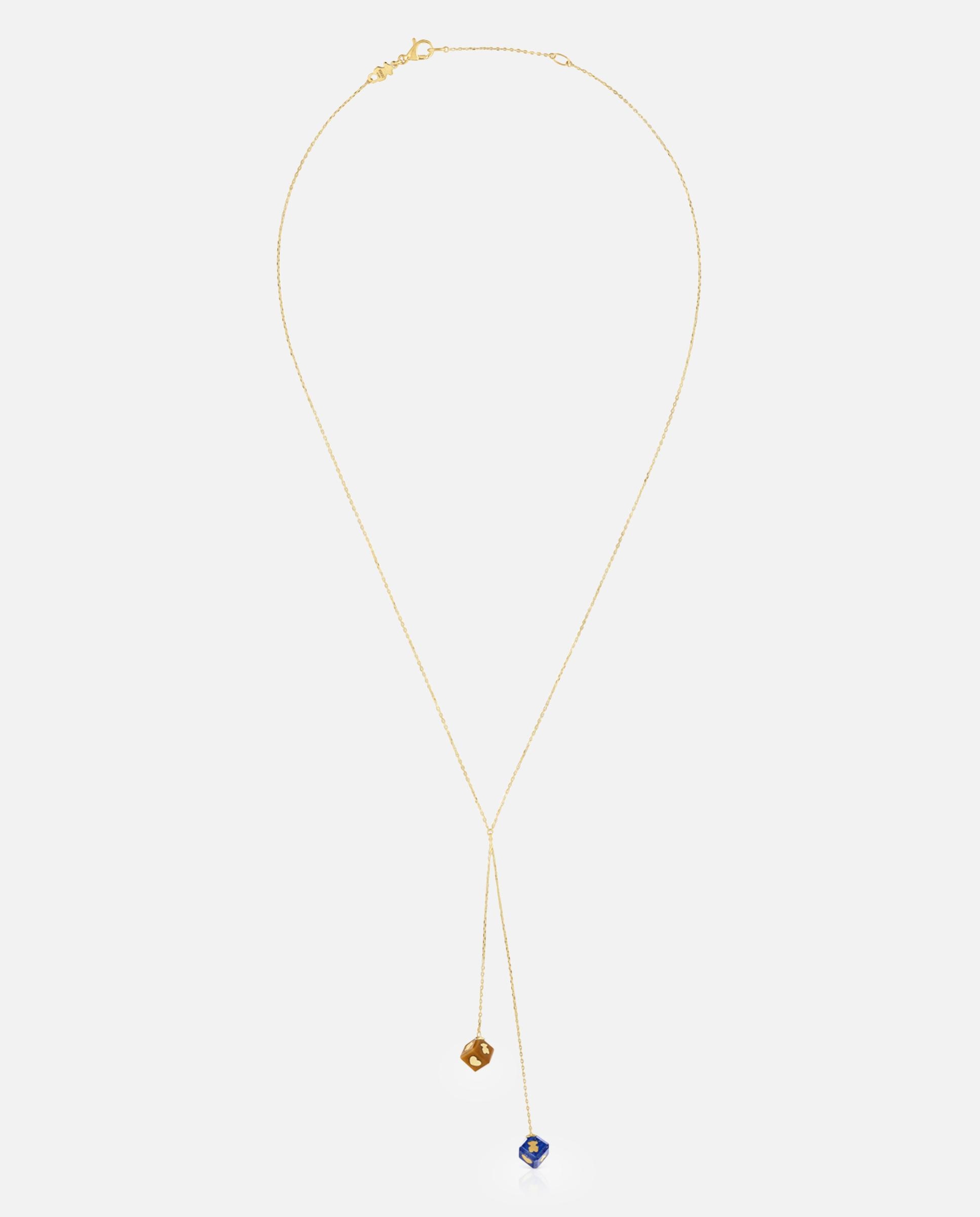 Colar Cube de Ouro 14 Kt e Gemas Multicolor-1