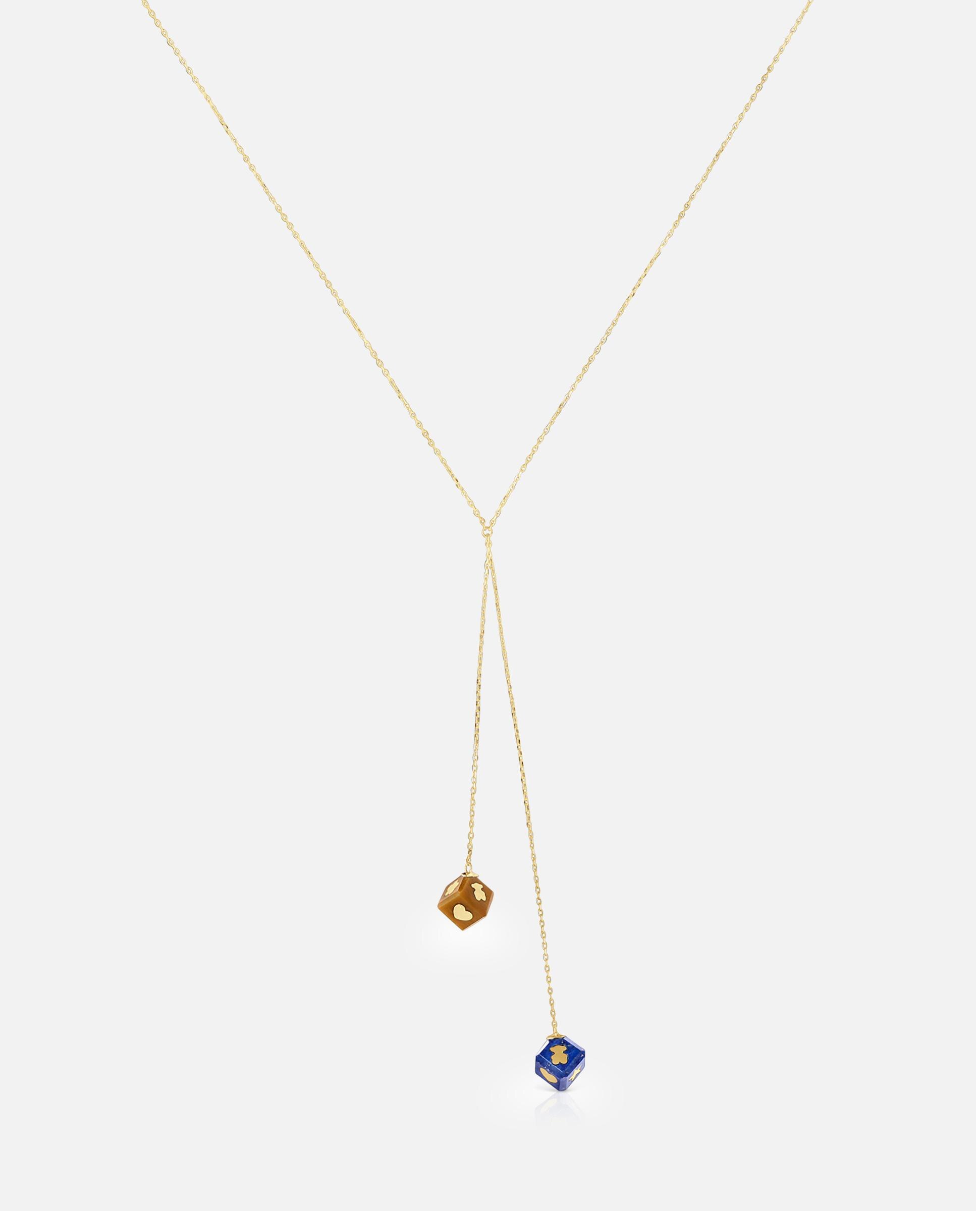 Colar Cube de Ouro 14 Kt e Gemas Multicolor-2