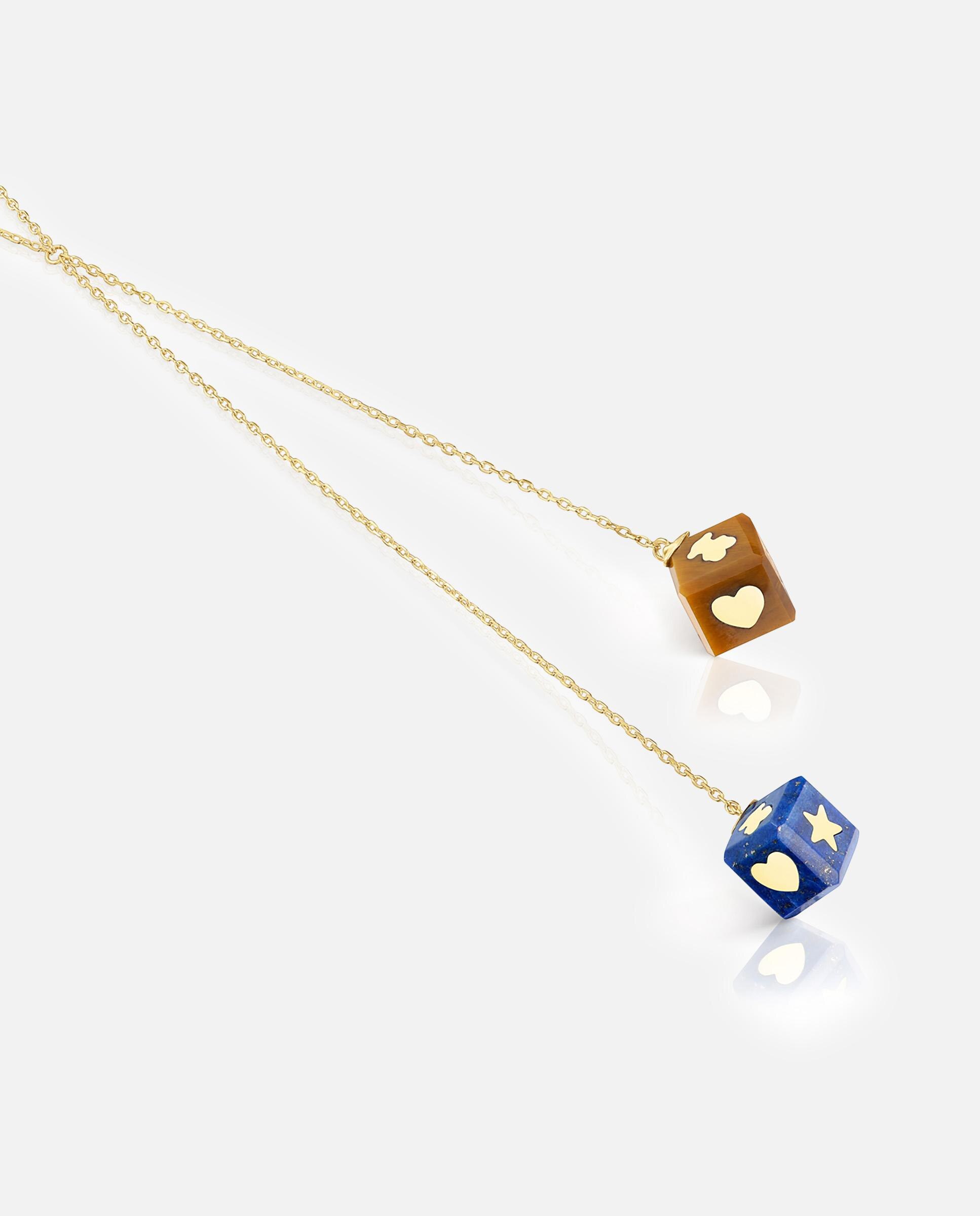Colar Cube de Ouro 14 Kt e Gemas Multicolor-3