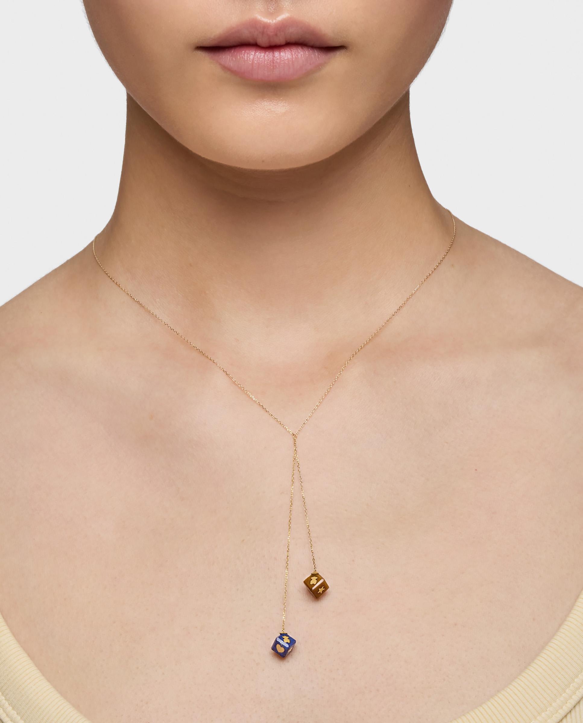 Colar Cube de Ouro 14 Kt e Gemas Multicolor-5
