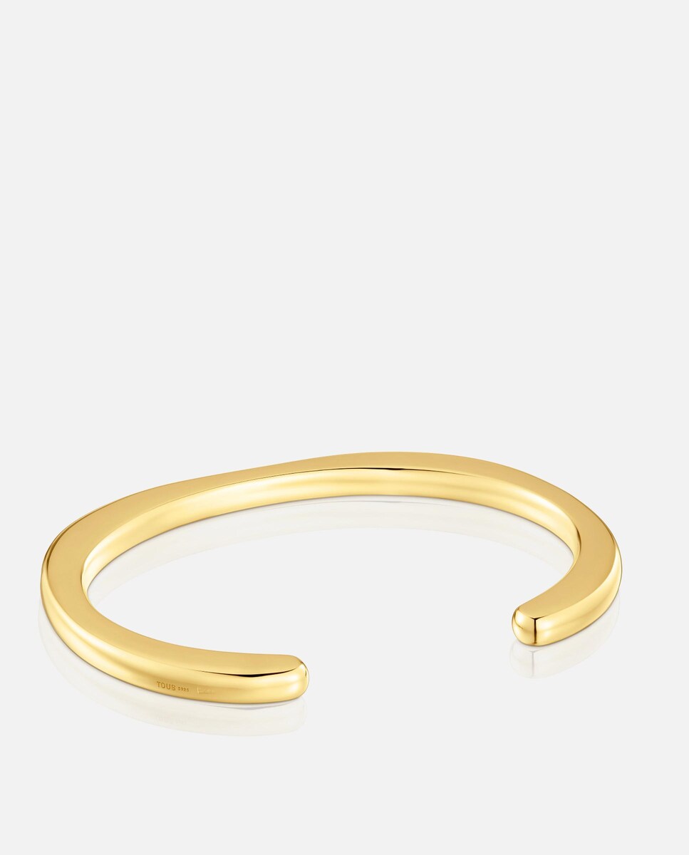 Pulseira Esclava Line com Banho de Ouro 18 Kt Sobre Prata e Espinelas Preto-3