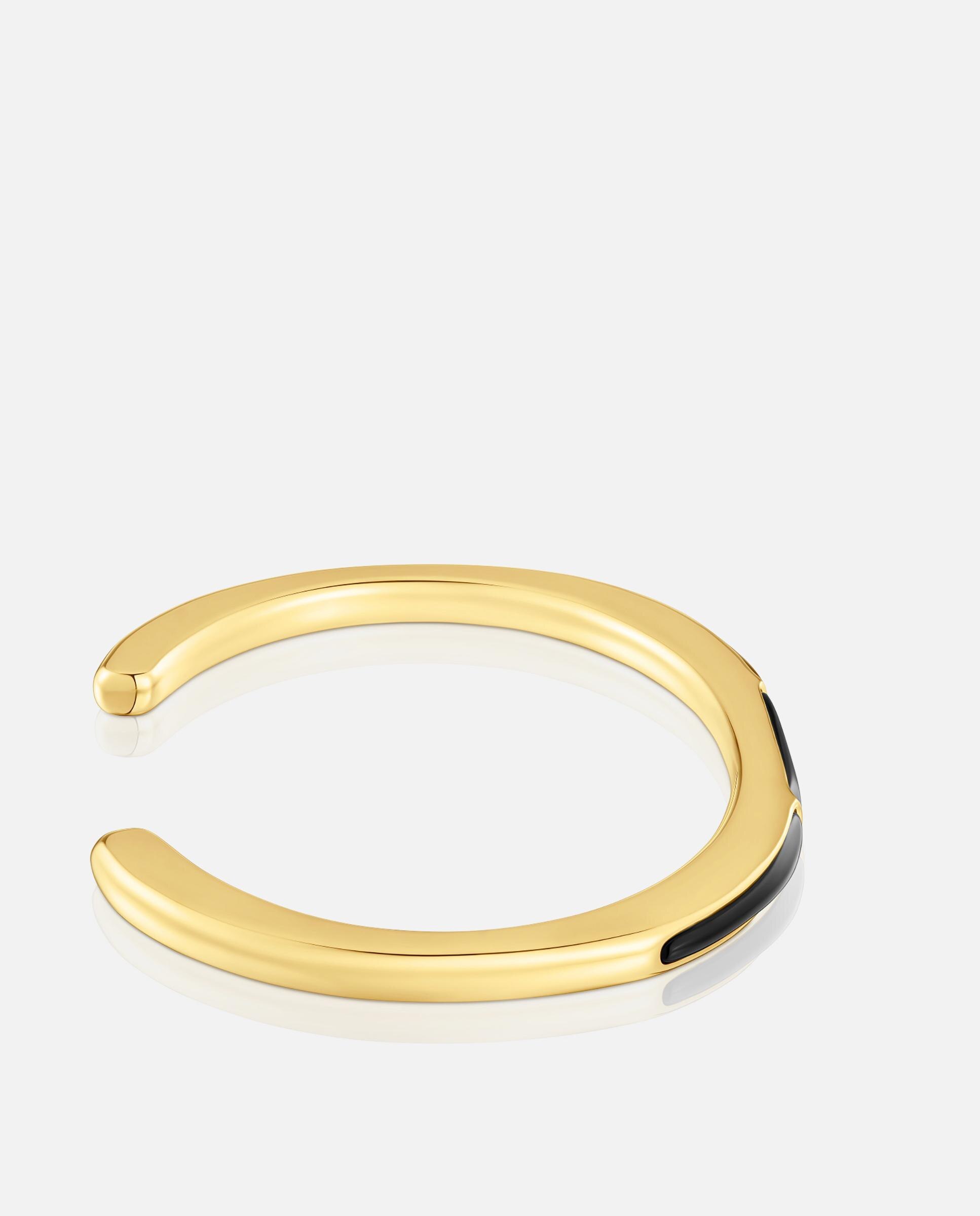 Pulseira Rígida Line com Banho de Ouro 18 Kt Sobre Prata e Ónix Dourado-2