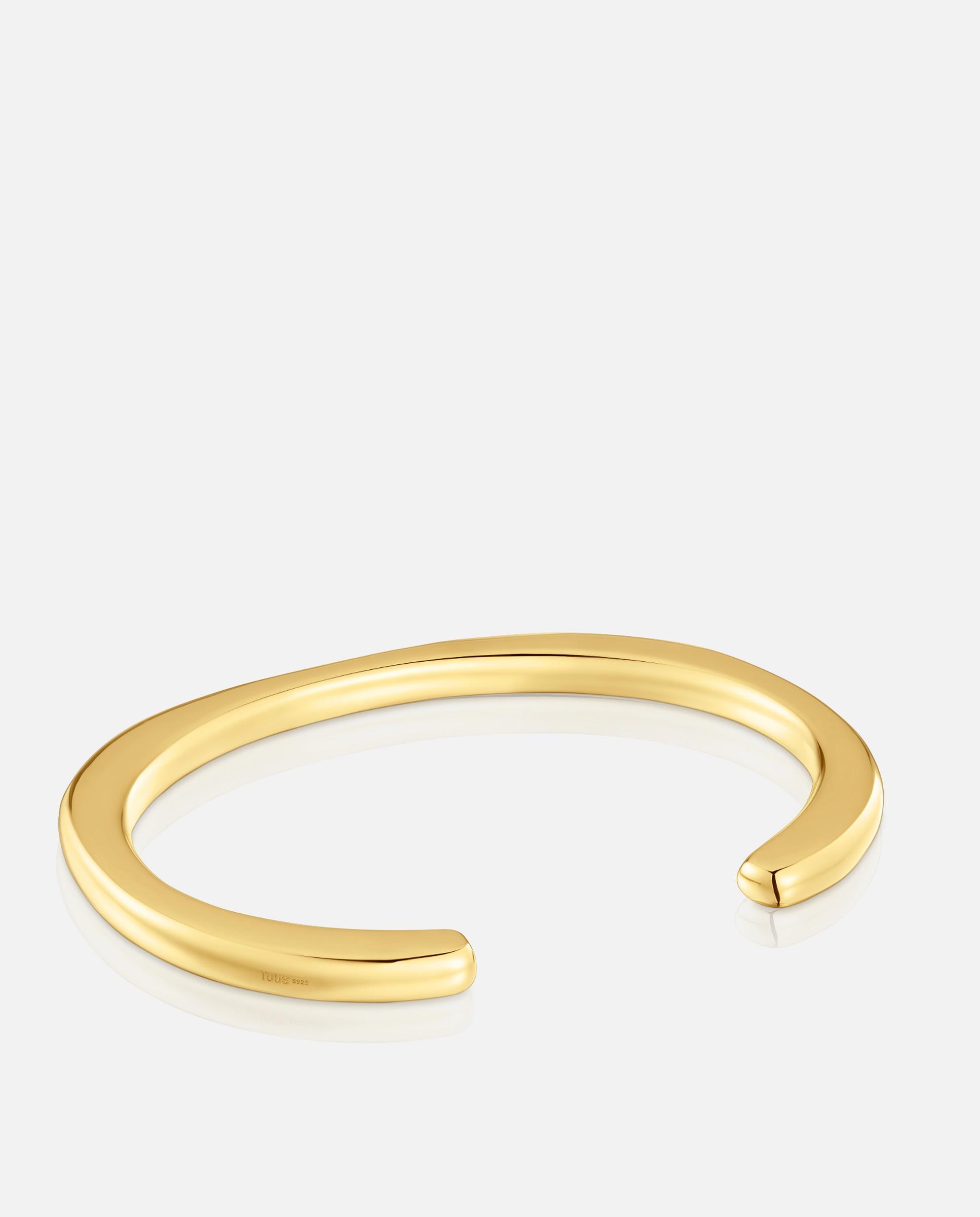 Pulseira Rígida Line com Banho de Ouro 18 Kt Sobre Prata e Ónix Dourado-3
