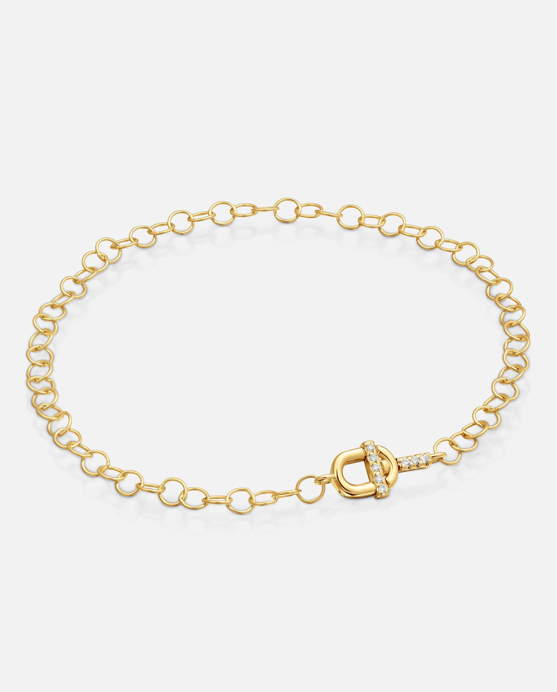 Pulseira de Corrente Manifesto com Ouro 14 Kt e Diamantes Branco-1