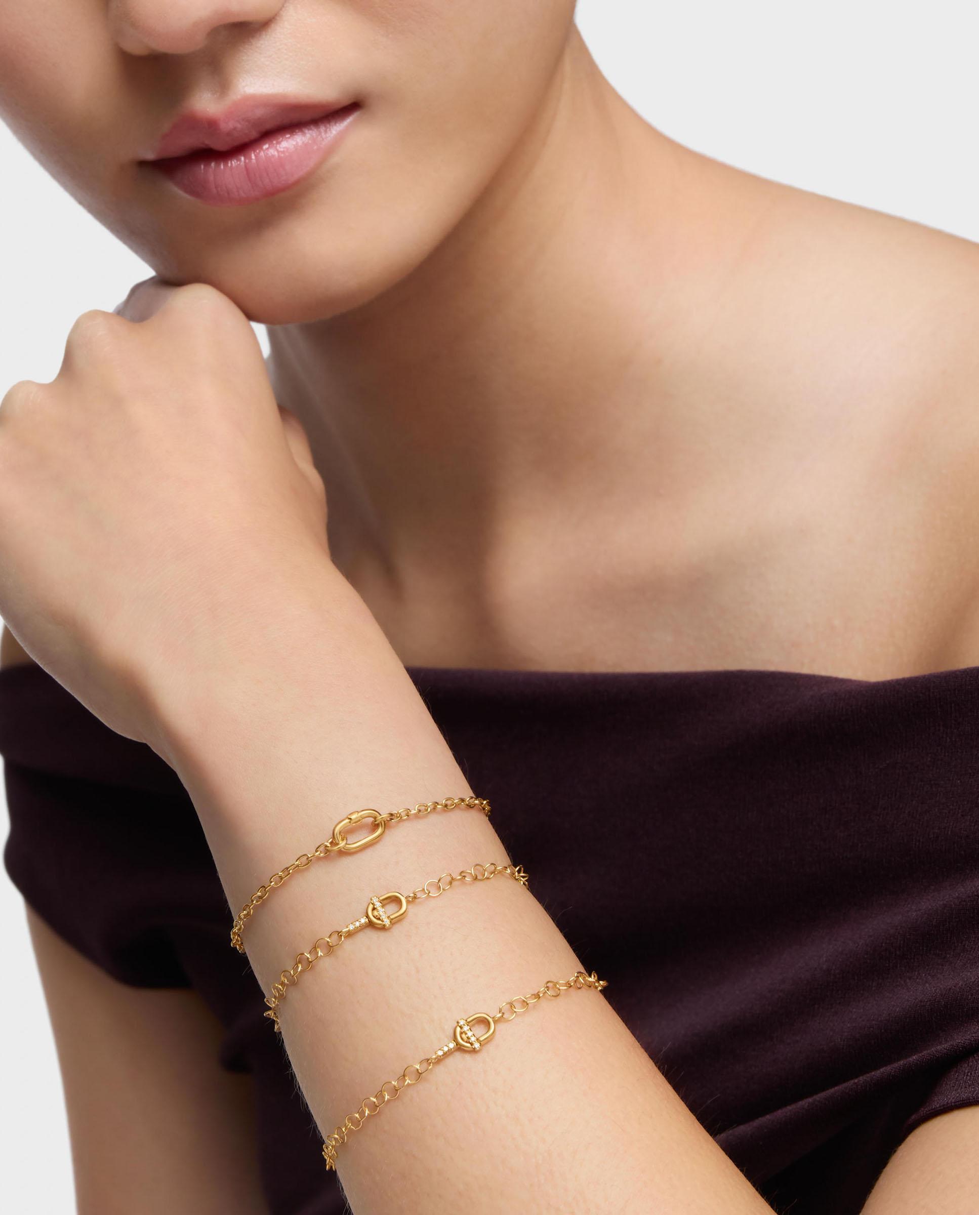 Pulseira de Corrente Manifesto com Ouro 14 Kt e Diamantes Branco-4