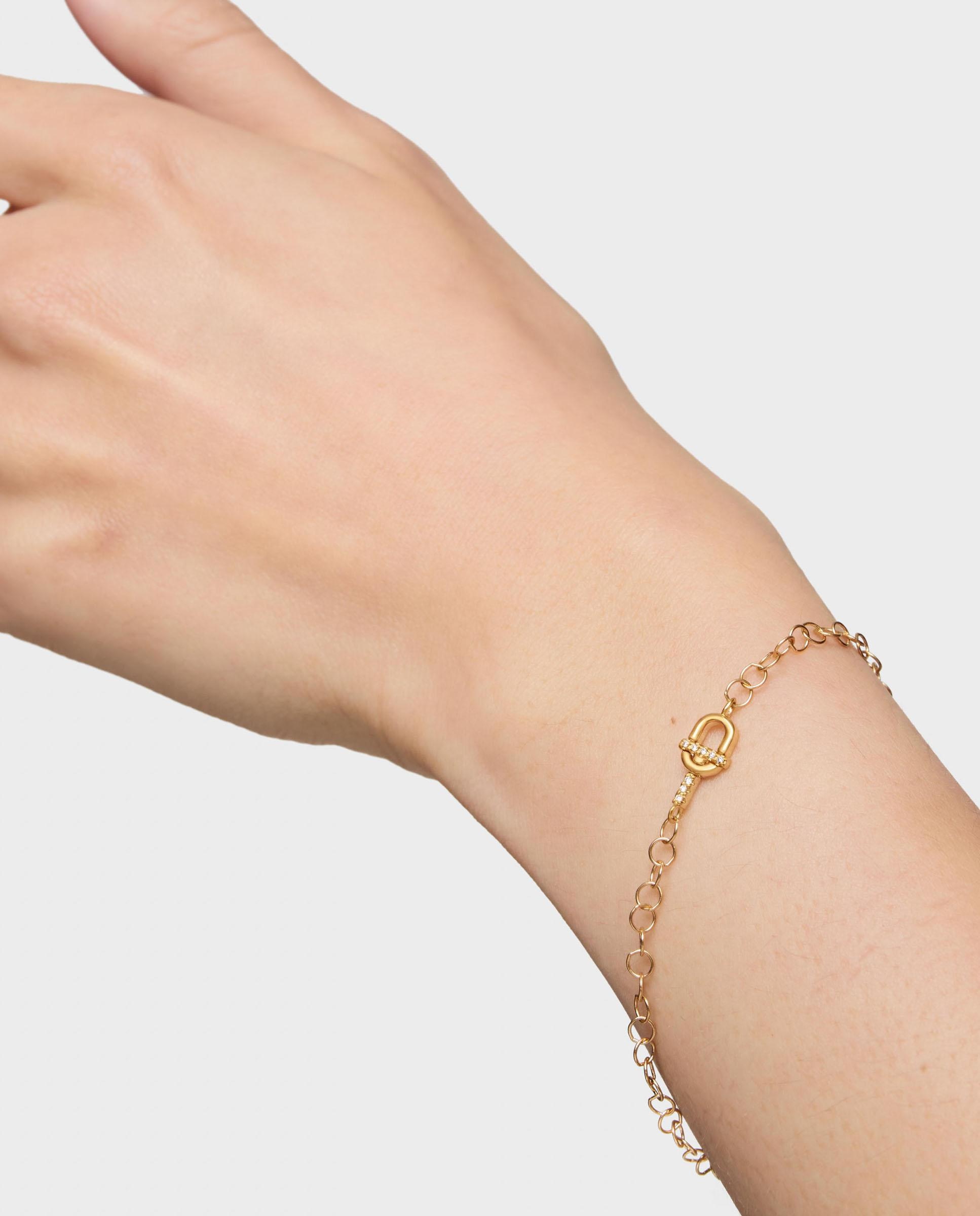 Pulseira de Corrente Manifesto com Ouro 14 Kt e Diamantes Branco-5