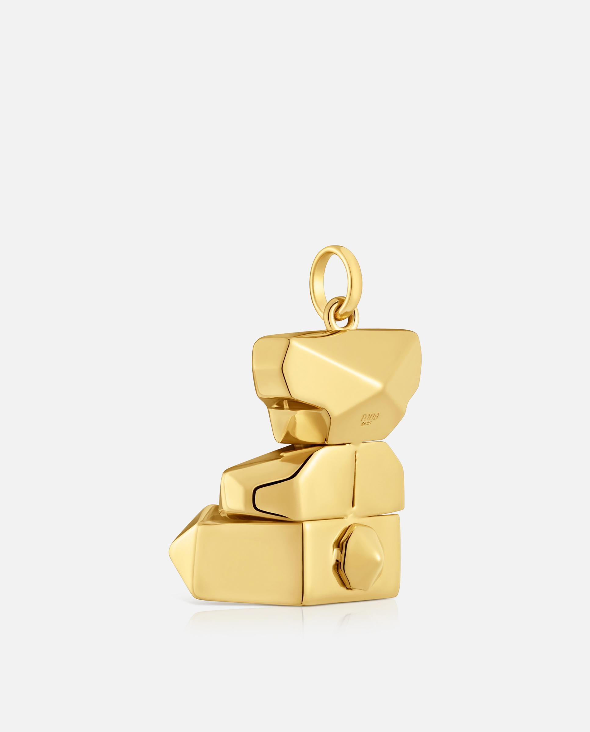 Pendente Sweet 40s Banhado em Ouro 18 Kt Sobre Prata Cubo Oso Dourado-3