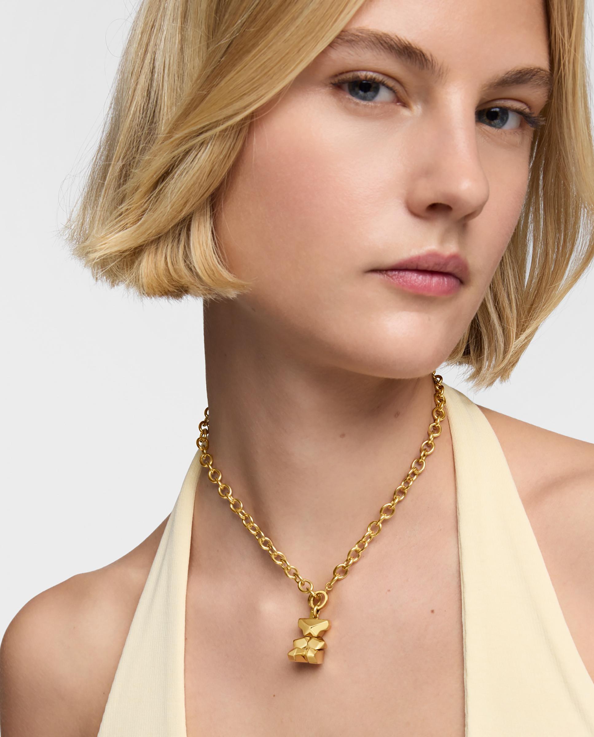 Pendente Sweet 40s Banhado em Ouro 18 Kt Sobre Prata Cubo Oso Dourado-4
