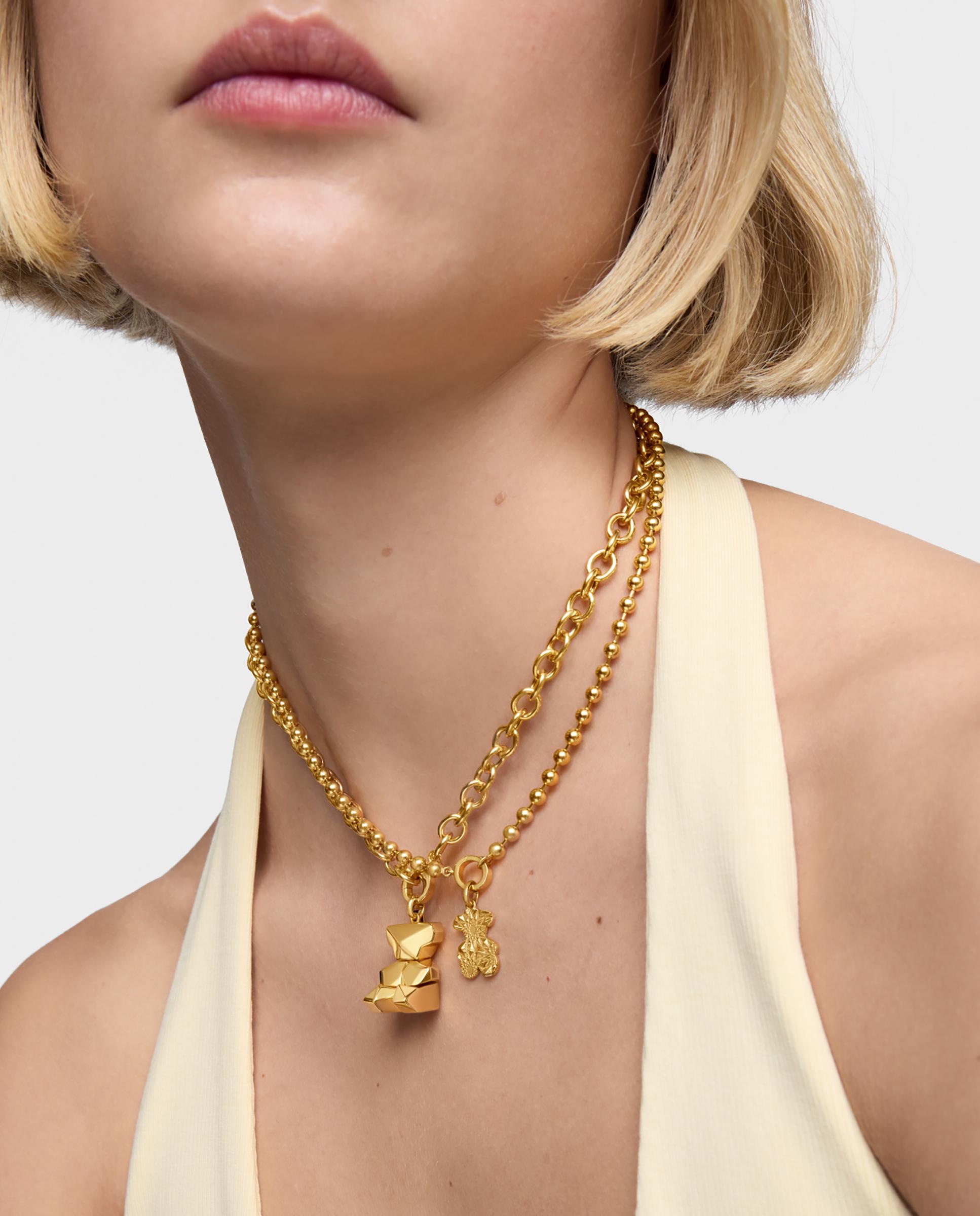 Pendente Sweet 40s Banhado em Ouro 18 Kt Sobre Prata Cubo Oso Dourado-5