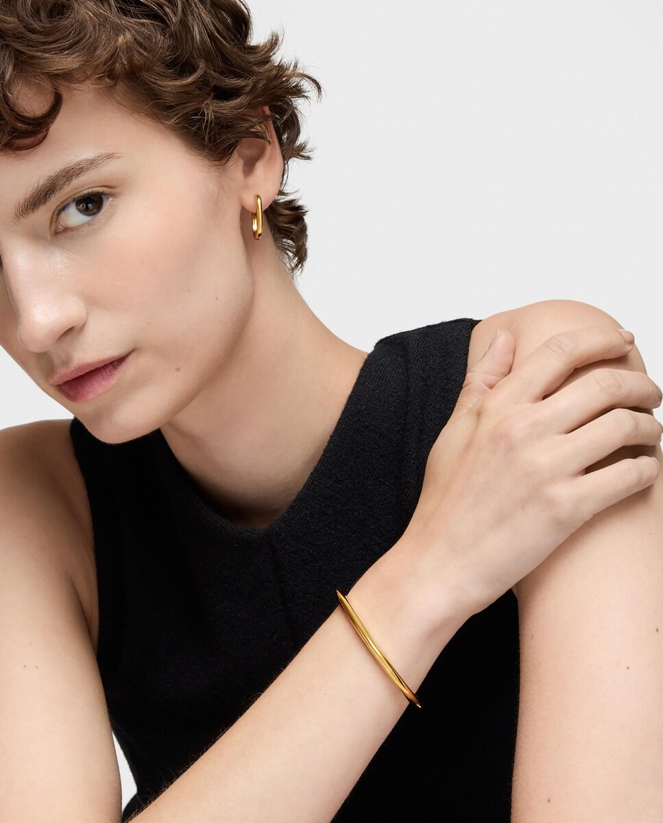 Pulseira Esclava Line com Banho de Ouro 18 Kt Sobre Prata Dourado-4