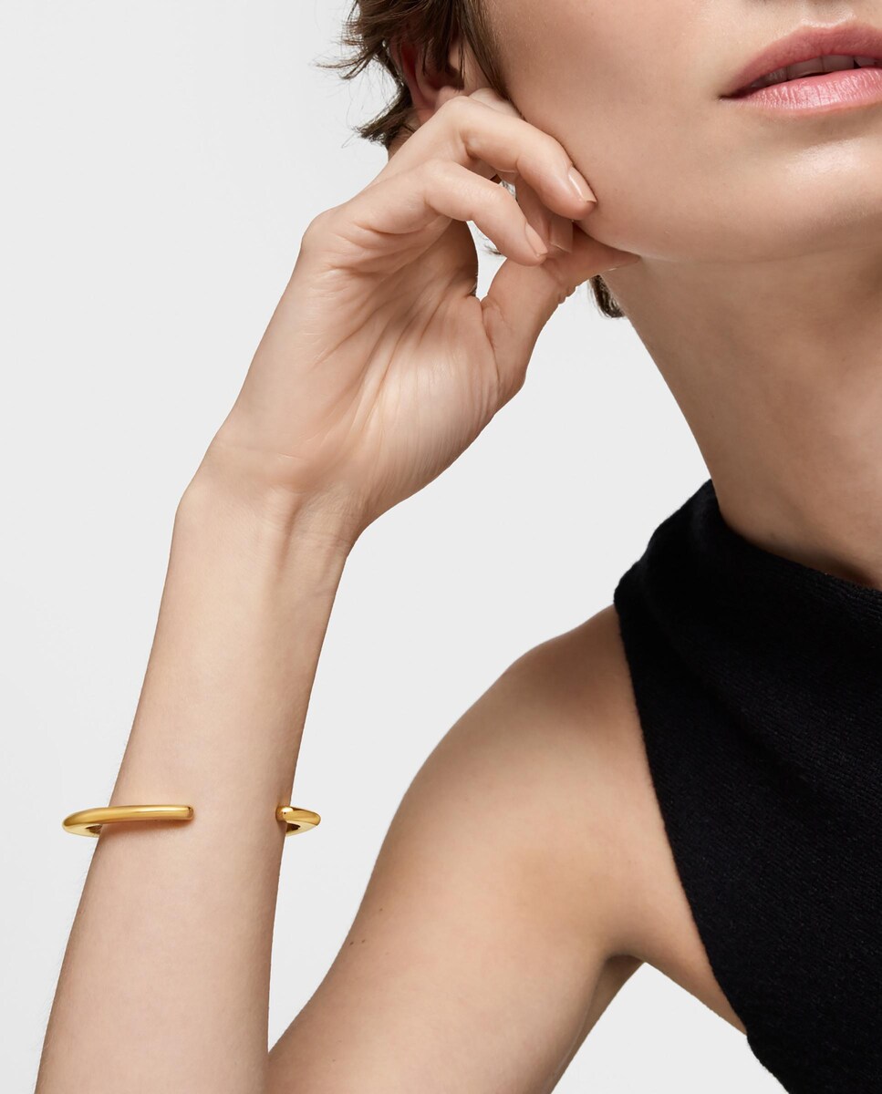 Pulseira Esclava Line com Banho de Ouro 18 Kt Sobre Prata Dourado-5